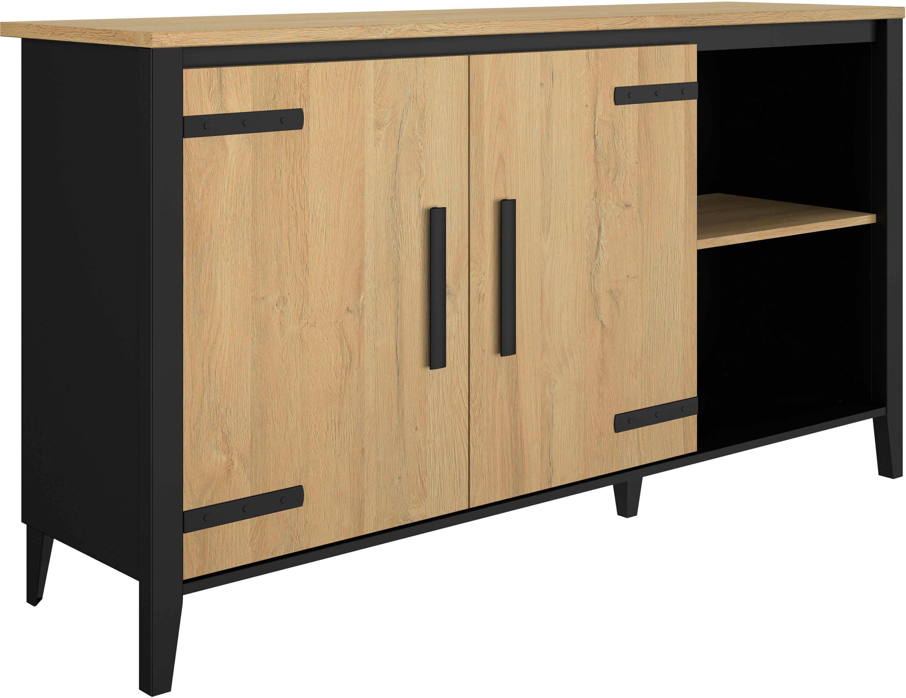 Gami Buffetkast CORK 2 volle deuren en 2 niches. 1 grote linker plank en 1 rechter plank