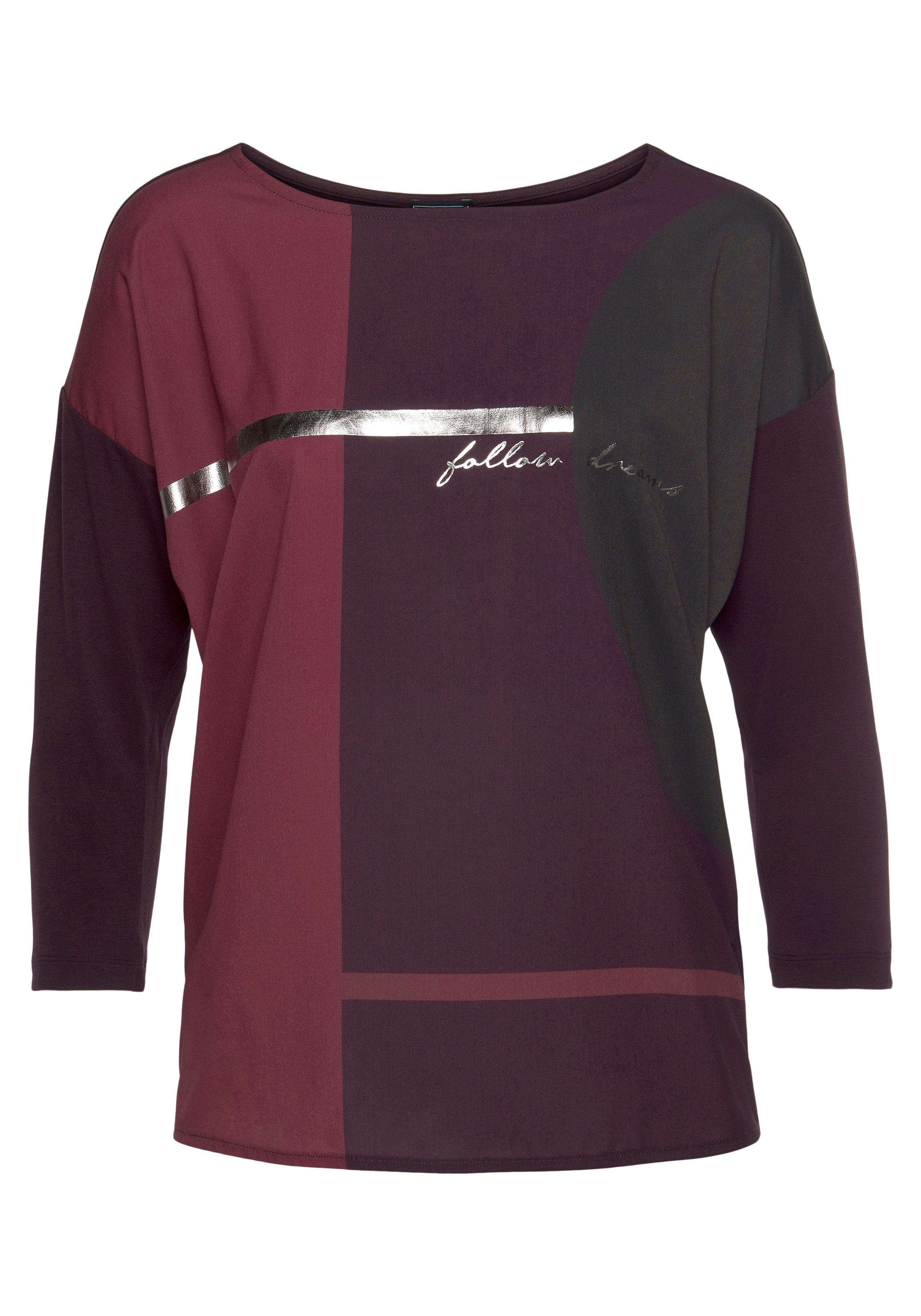 Laura Scott Overhemdblouse in materiaalcombinatie met folieprint