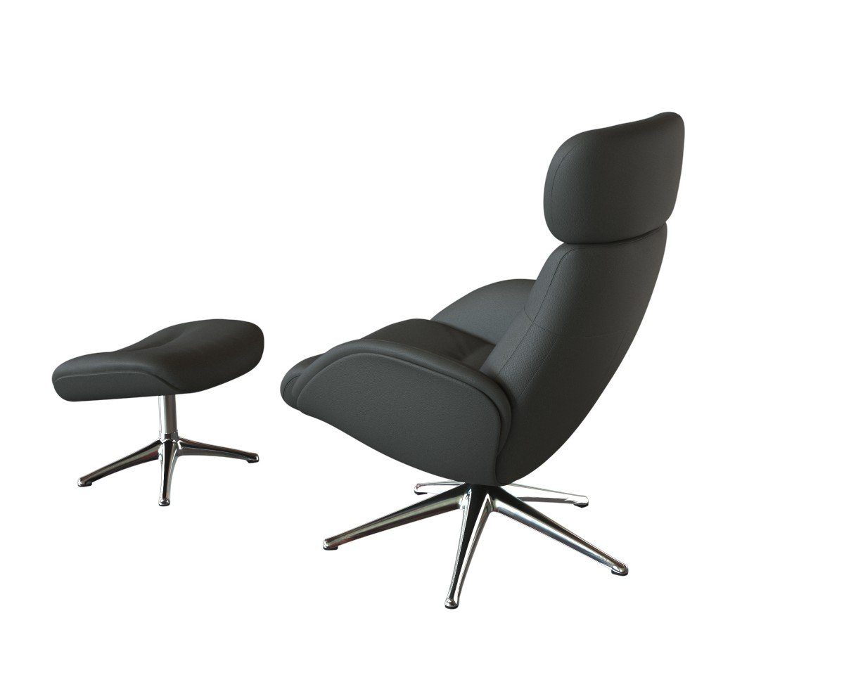 FLEXLUX Relaxfauteuil Elegant, functionele stoel, gestoffeerde stoel, armleuningen, TV-fauteuil, Premium comfort, rug- en hoofdeindeverstelling, draaibaar, voet van aluminium
