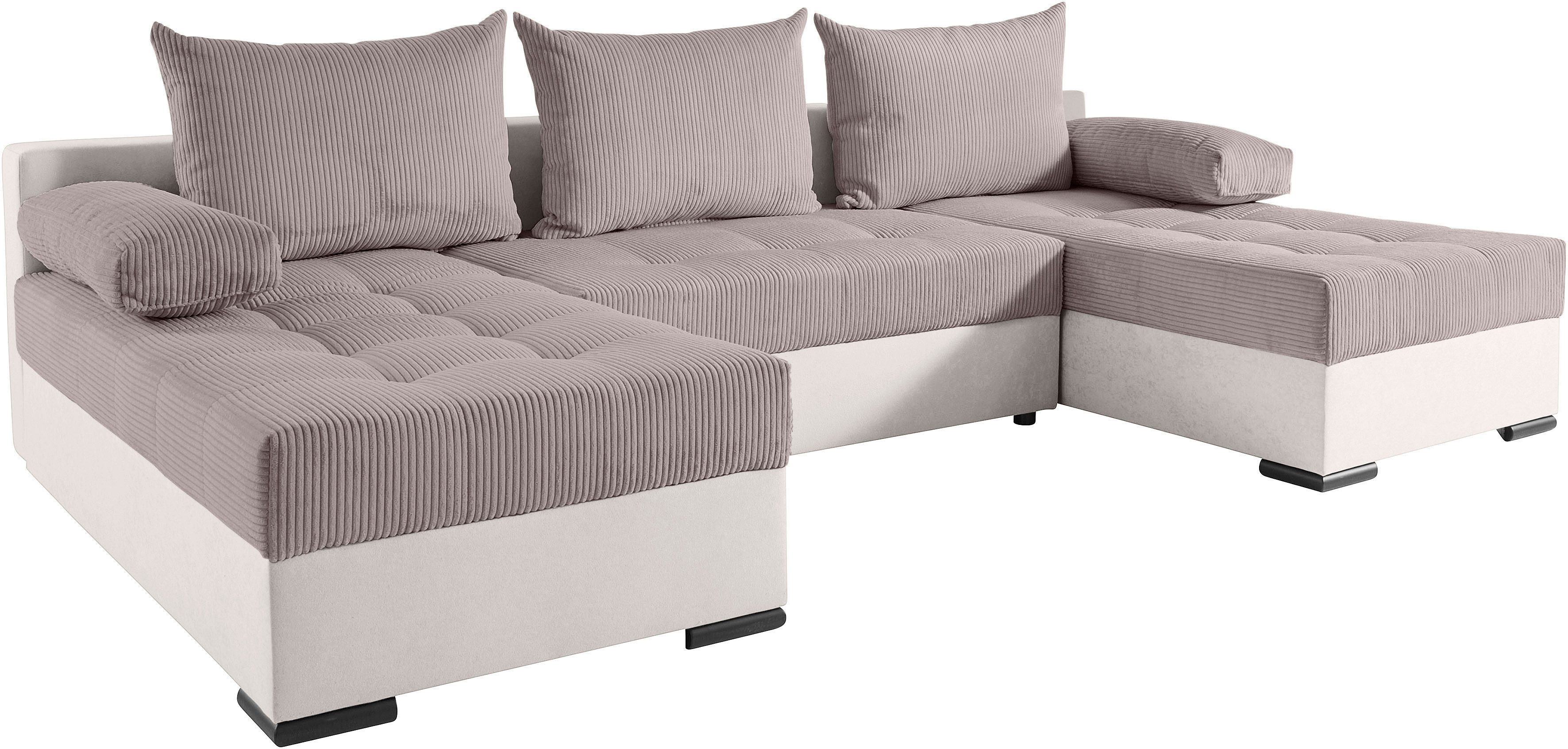 COLLECTION AB Zithoek Josy U-vorm, breedte 269 cm, platweefsel, structuur, kunstleer