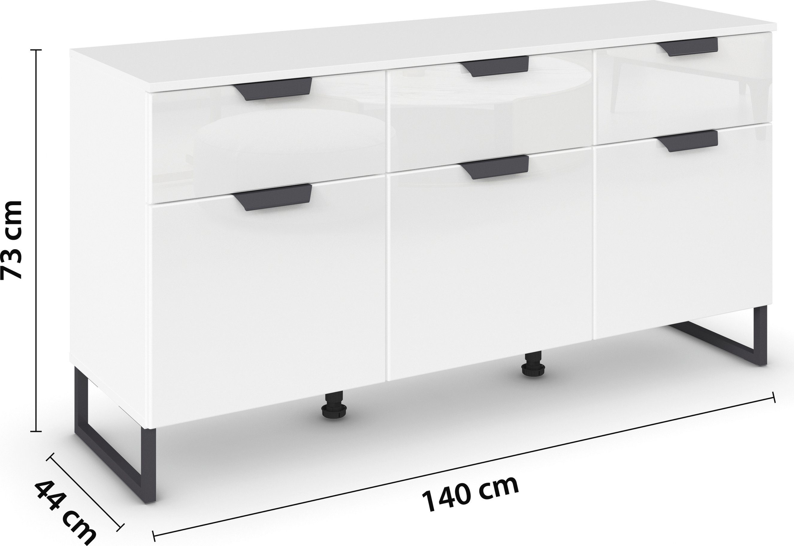 rauch Kast met laden en deuren Modern by Aditio met glazen front en beugelpoot, 3 laden met soft-closefunctie