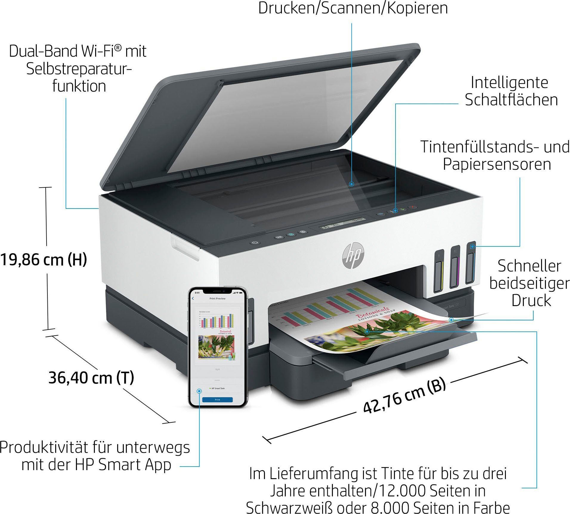 HP All-in-oneprinter Smart tank 7005 Inktcartridge, groot bereik