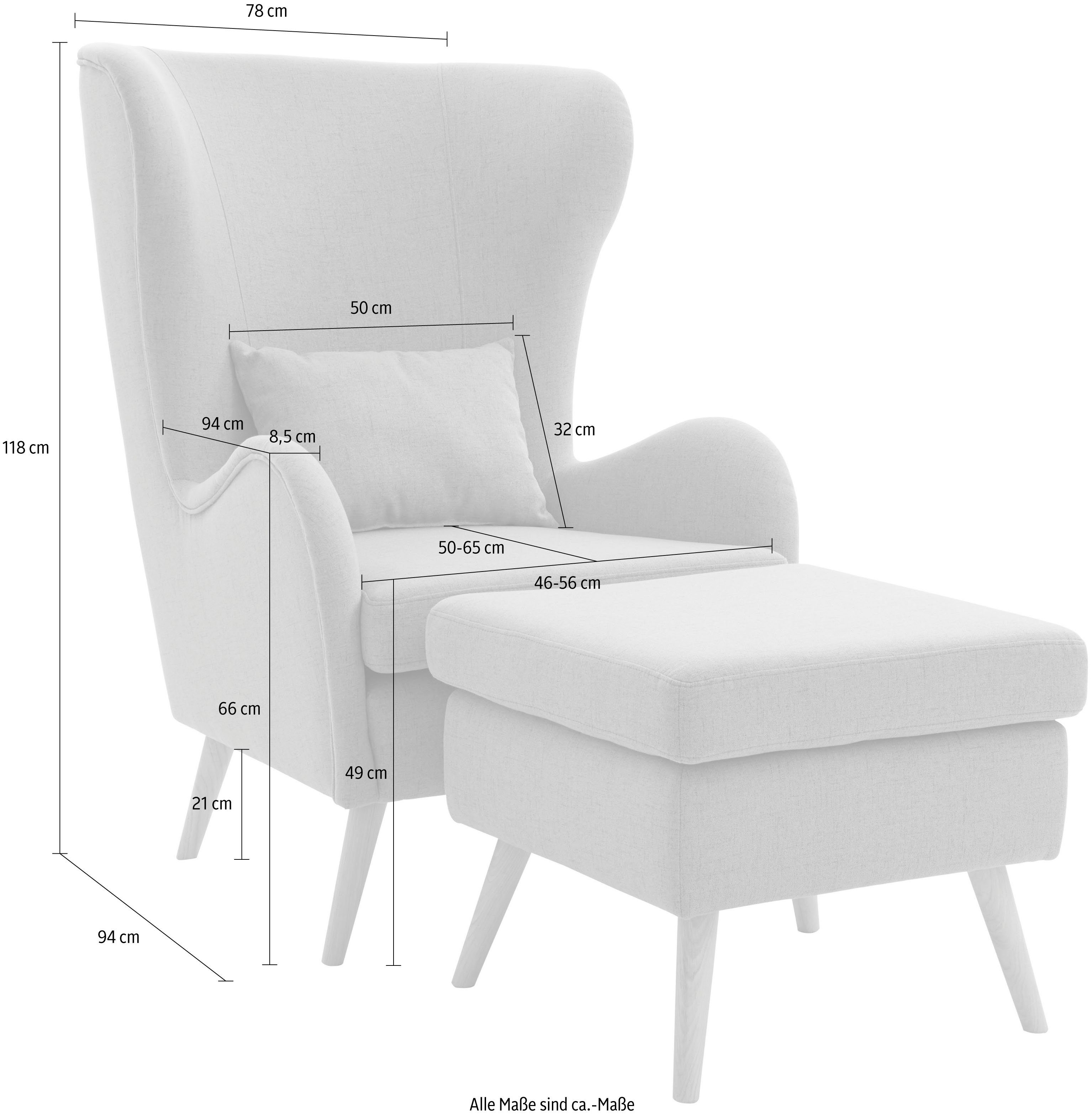 Guido Maria Kretschmer Home&Living Fauteuil Salla ook in imitatiebont en fijn corduroy, veel bekledingsopties, oorfauteuil (set)