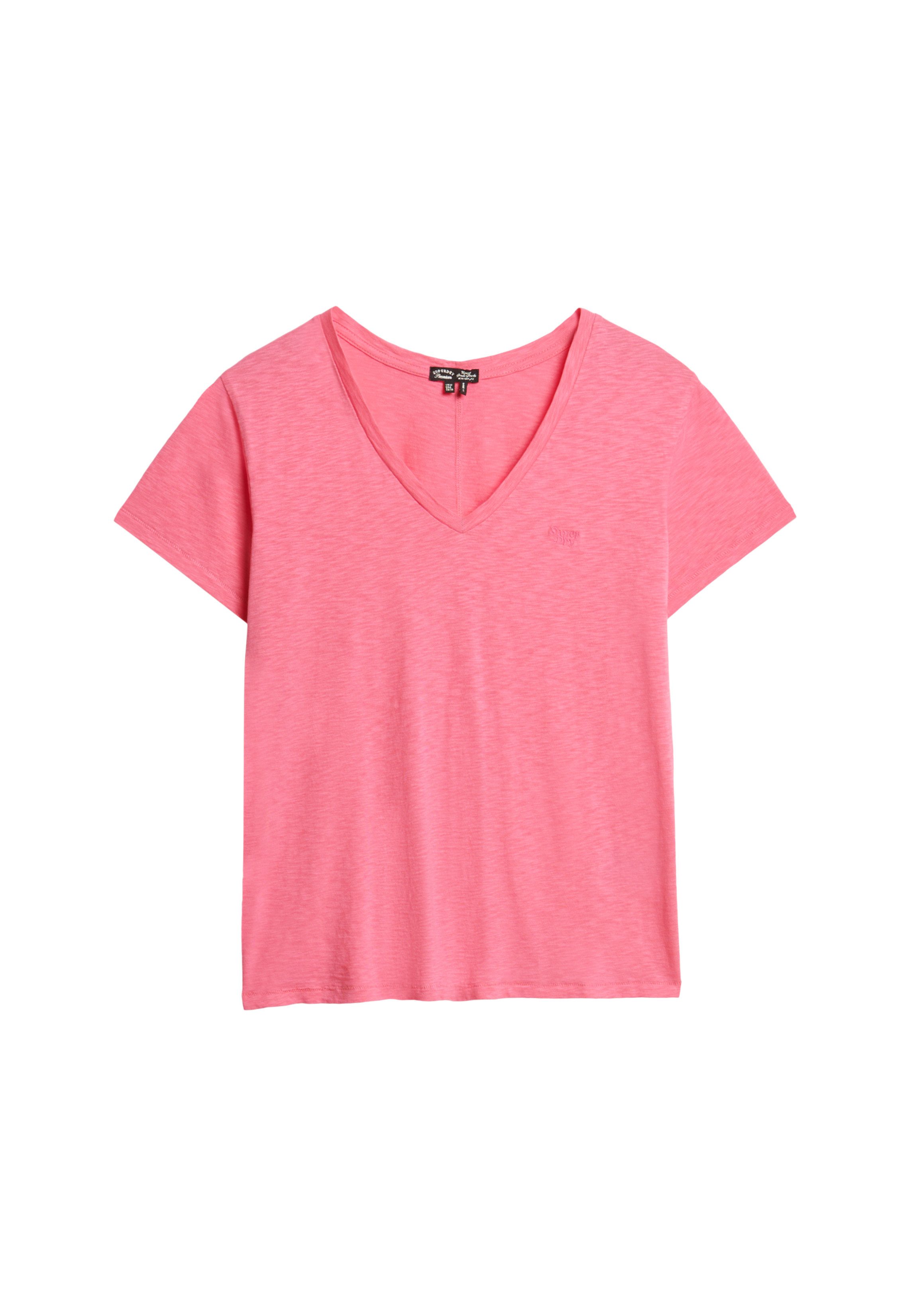 Superdry Shirt met V-hals STUDIOS SLUB EMB VEE TEE gestructureerd t-shirt met v-hals en borduursel