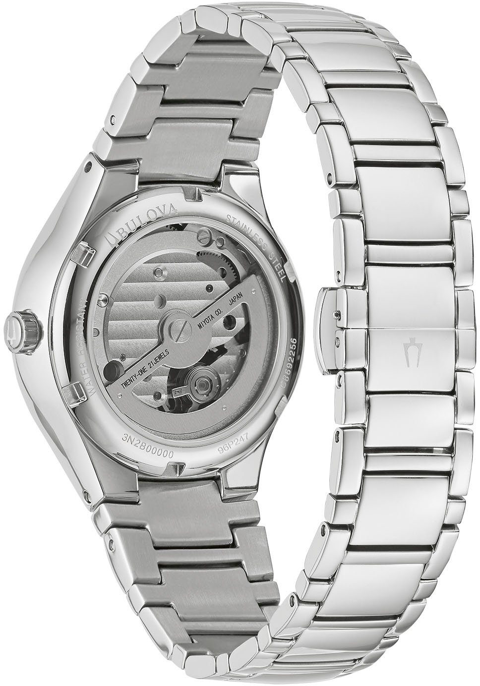Bulova Automatisch horloge Polshorloge, dameshorloge, roestvrijstalen armband, parelmoer wijzerplaat, diamant
