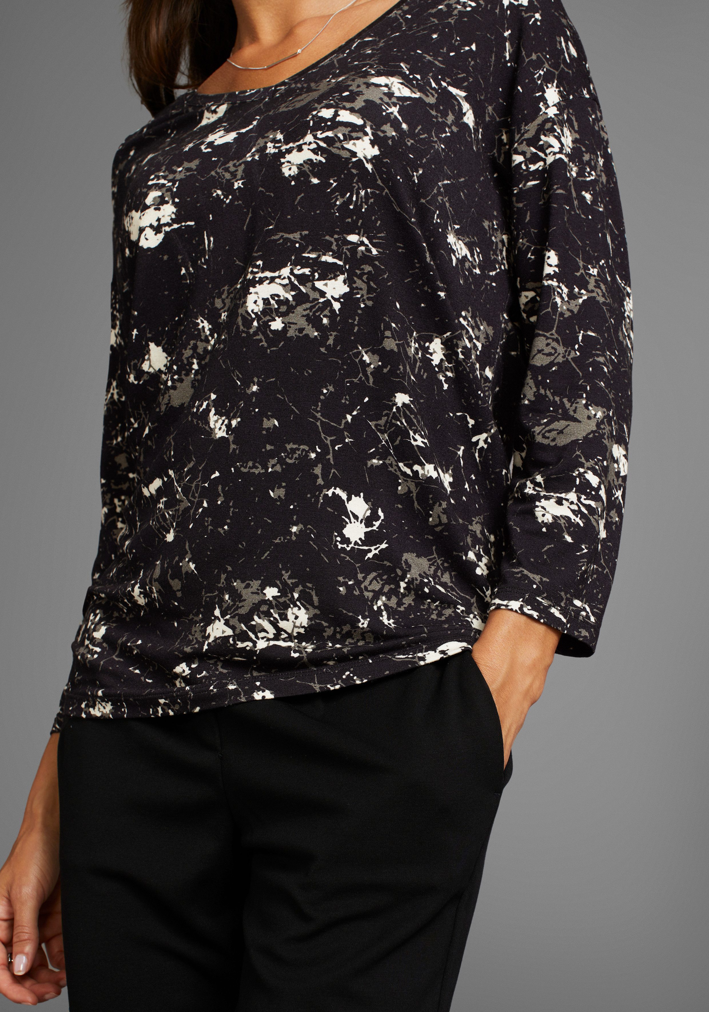 Laura Scott Shirt met 3/4-mouwen casual gesneden, bedrukt, v-hals