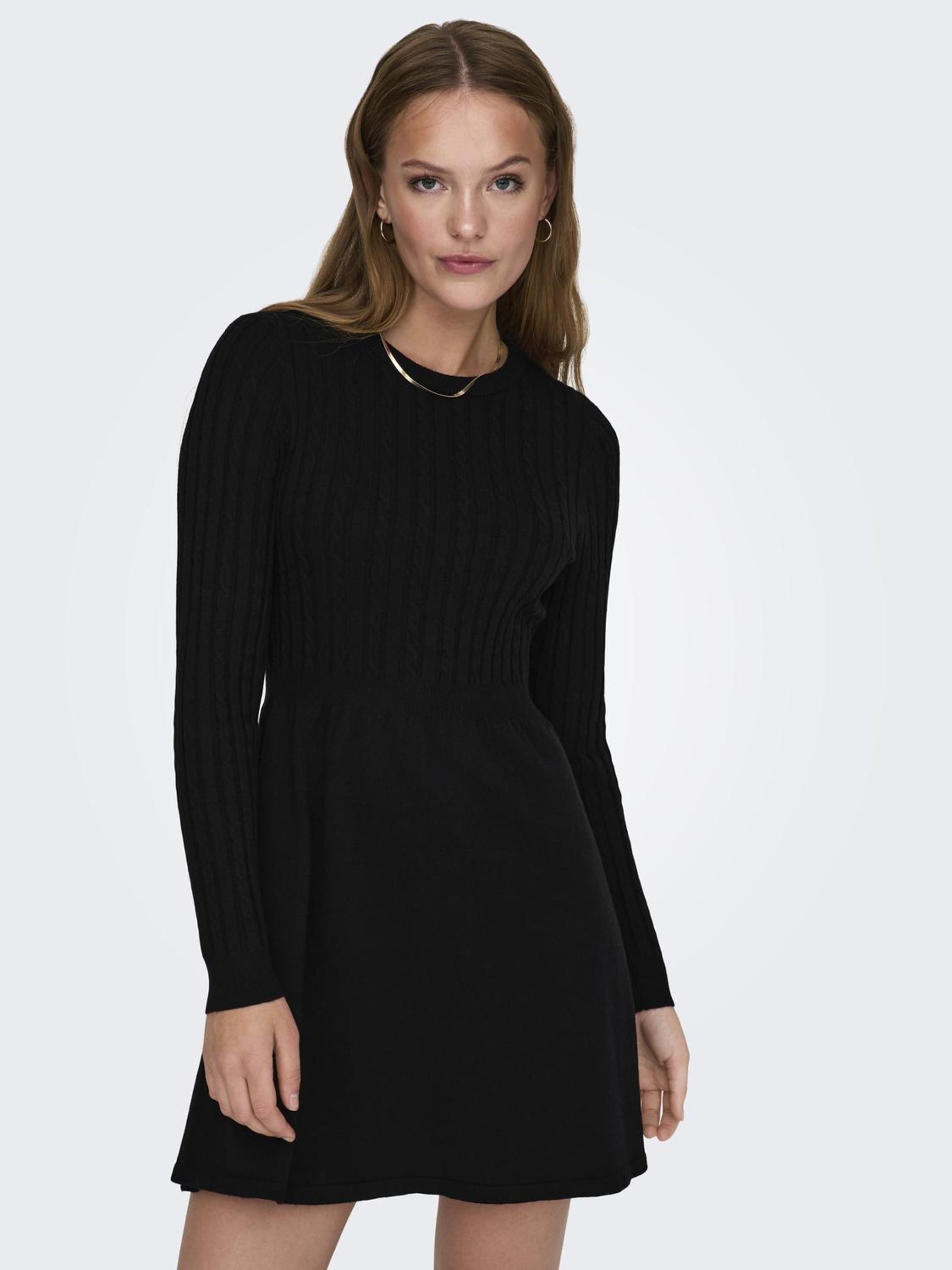 Only Gebreide jurk ONLFIA LS CABLE DRESS KNT
