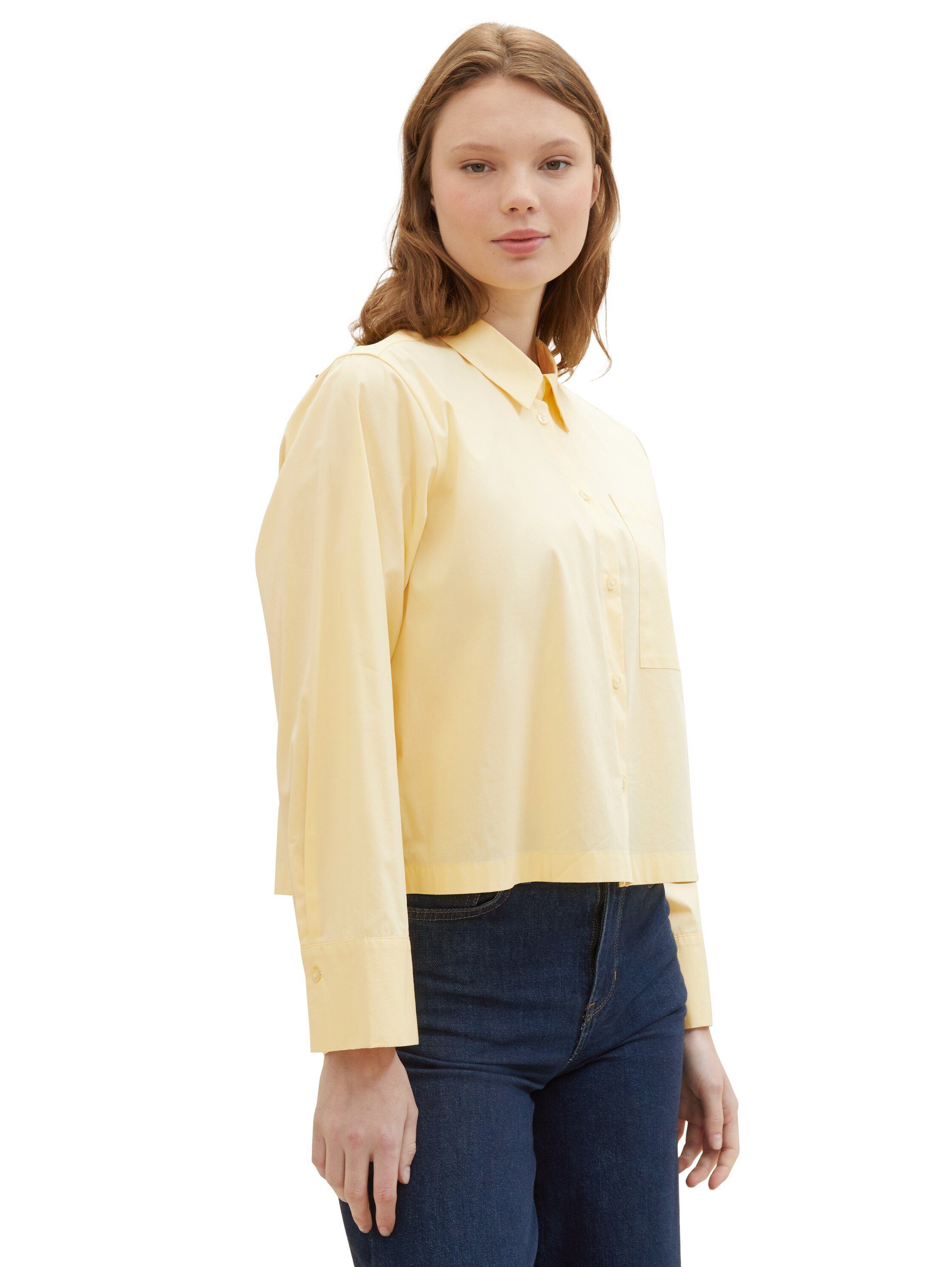 Tom Tailor Denim Overhemdblouse met kellerplooi in oversized-look en extra kort