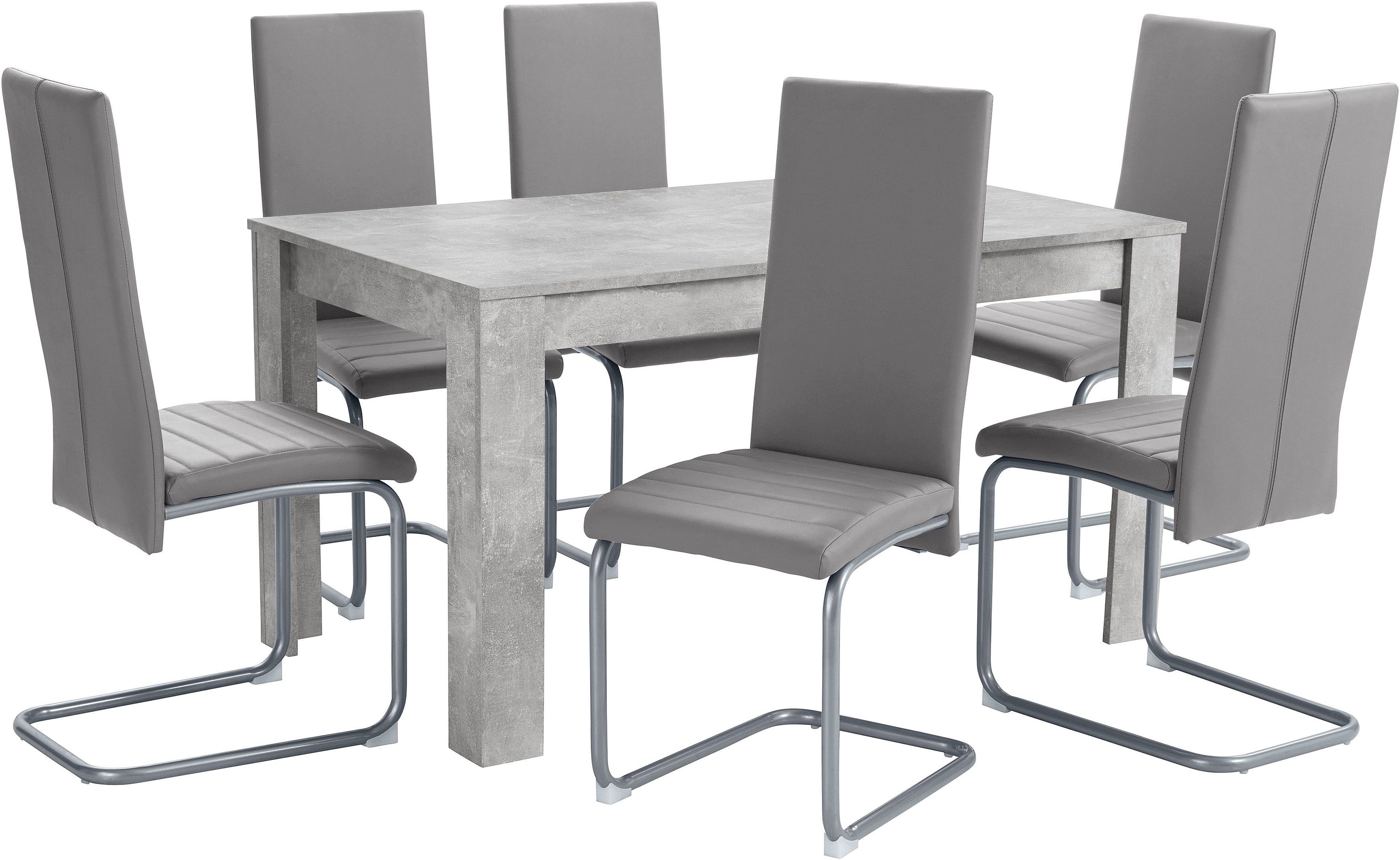 Home affaire Eethoek Genua Tafel - breedte 140 cm + 6 stoelen (7-delig)