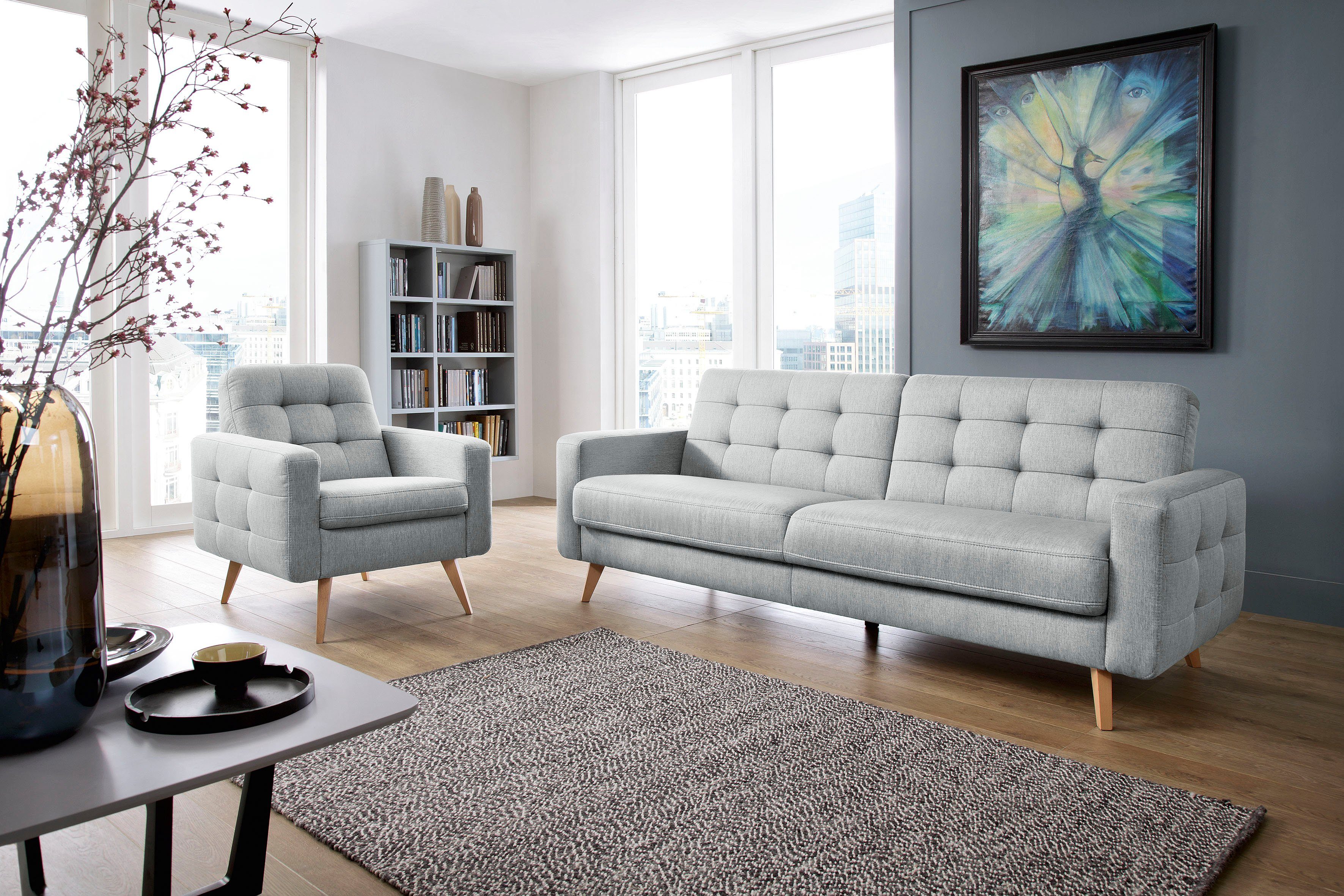 exxpo - sofa fashion 3-zitsbank Nappa, compact en comfortabel, handig, tijdloos design, L-vorm