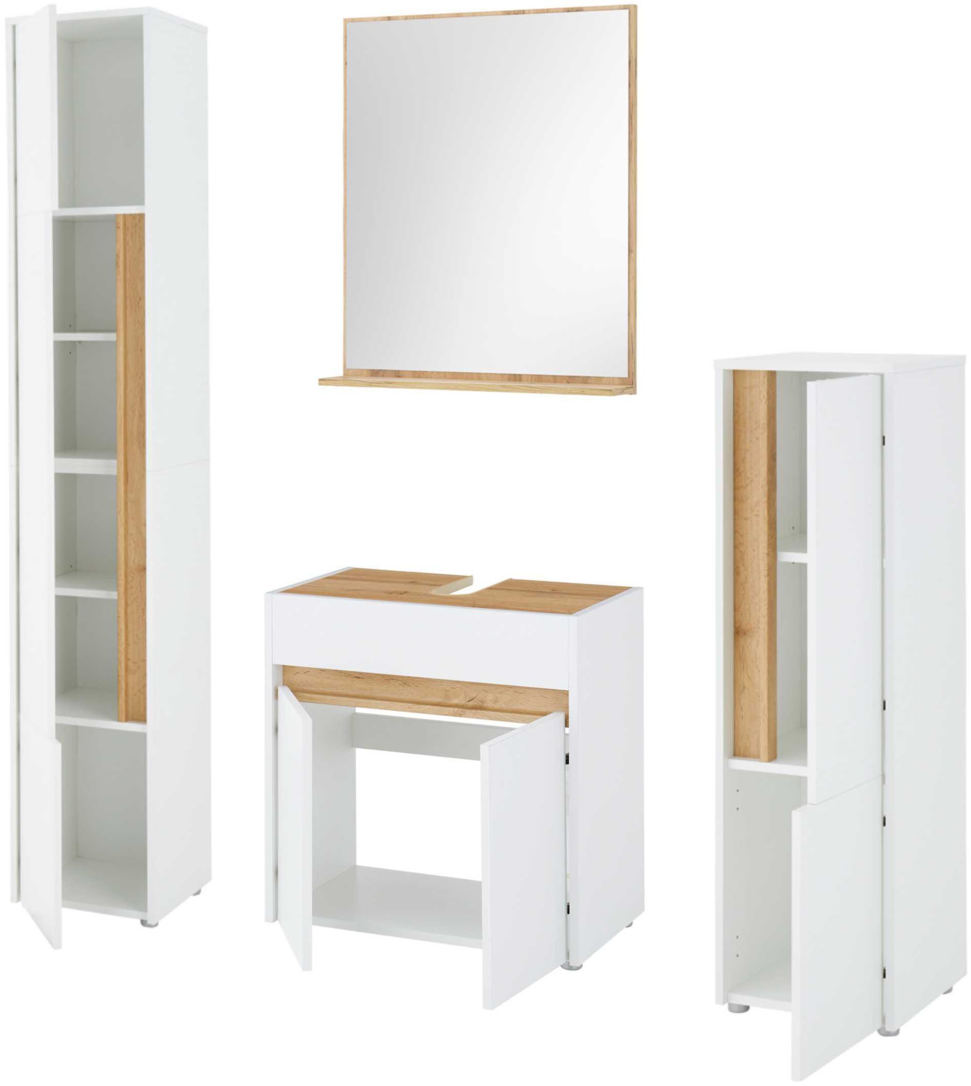 INOSIGN Badmeubelset CITY/ GIRON, badkamer in tijdloos ontwerp, 4-delige badkamer Badkasten en spiegels, in twee kleuren beschikbaar, veel opbergruimte (set, 4 stuks)