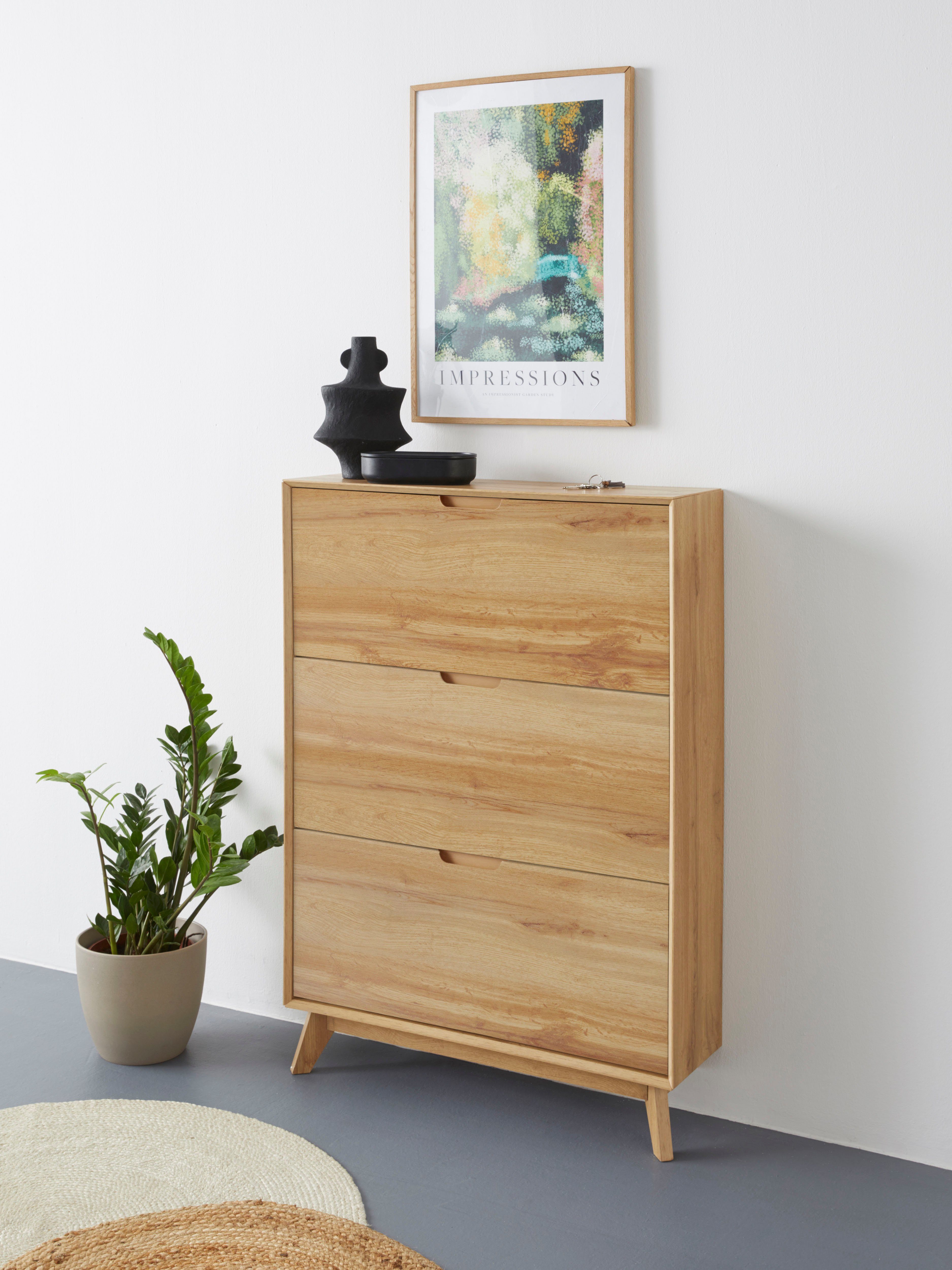 andas Schoenenkast Pandrup met 3 kleppen, ca. 8 paar schoenen per klep, hoogte 125 cm schoenenkasten beige