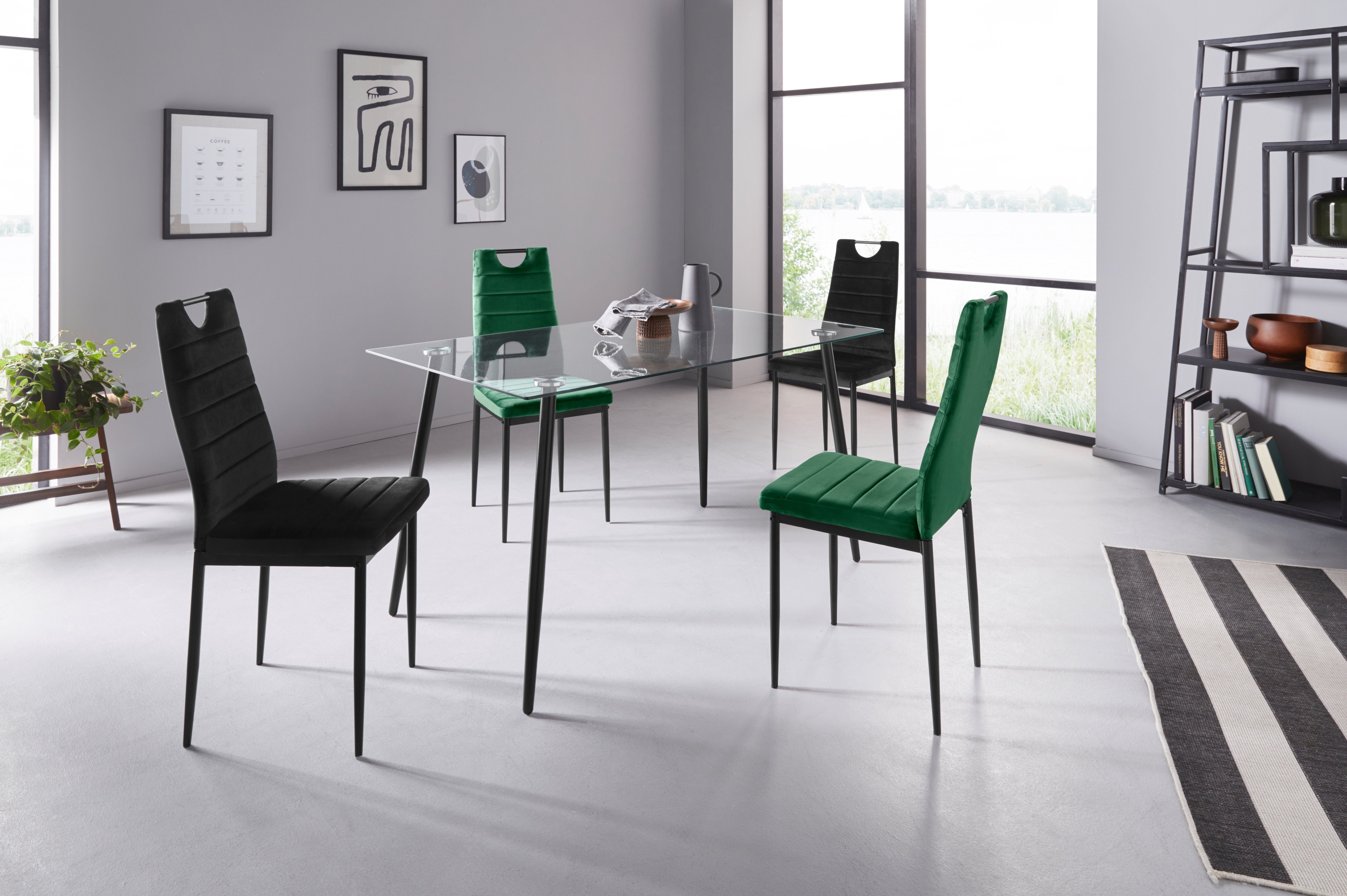 INOSIGN Eetkamerstoel (set van 2 of 4) met veloursovertrek, rugleuning met handgreep (set)