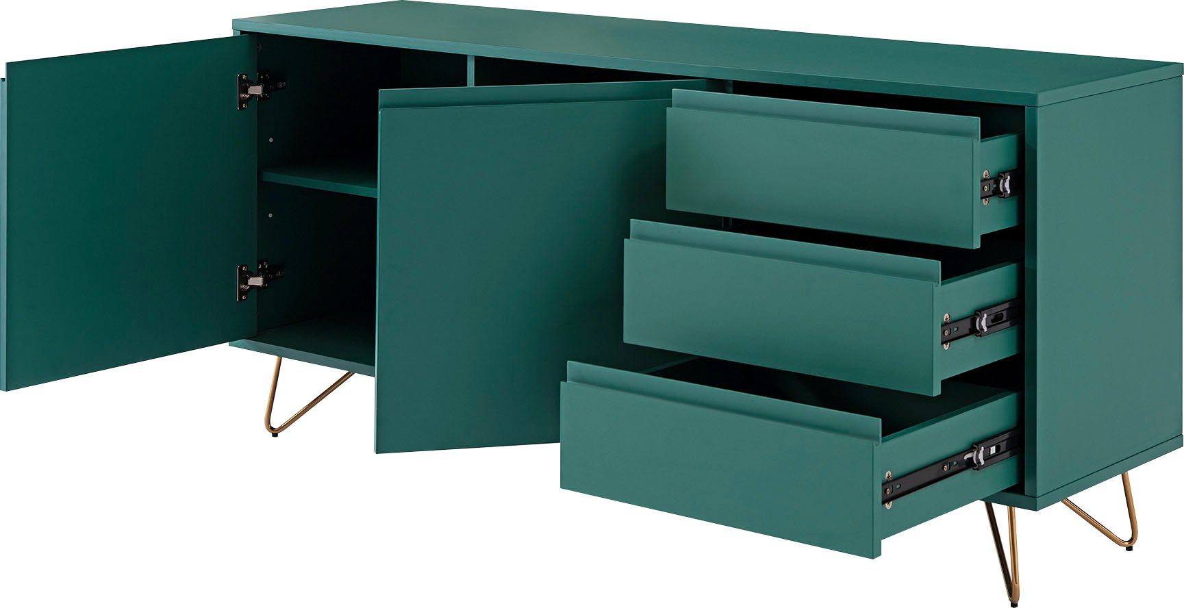 SalesFever Dressoir Kast met haarspeldpoten van metaal met messinglegering