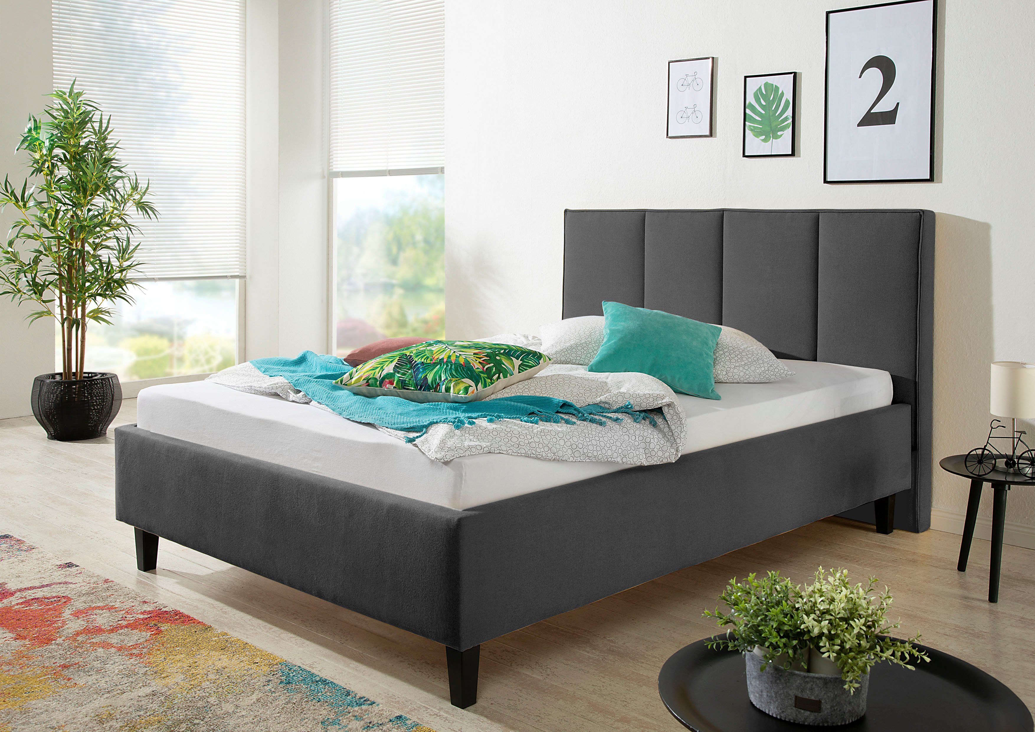 Maintal Gestoffeerd bed inclusief bedkist bedden grijs