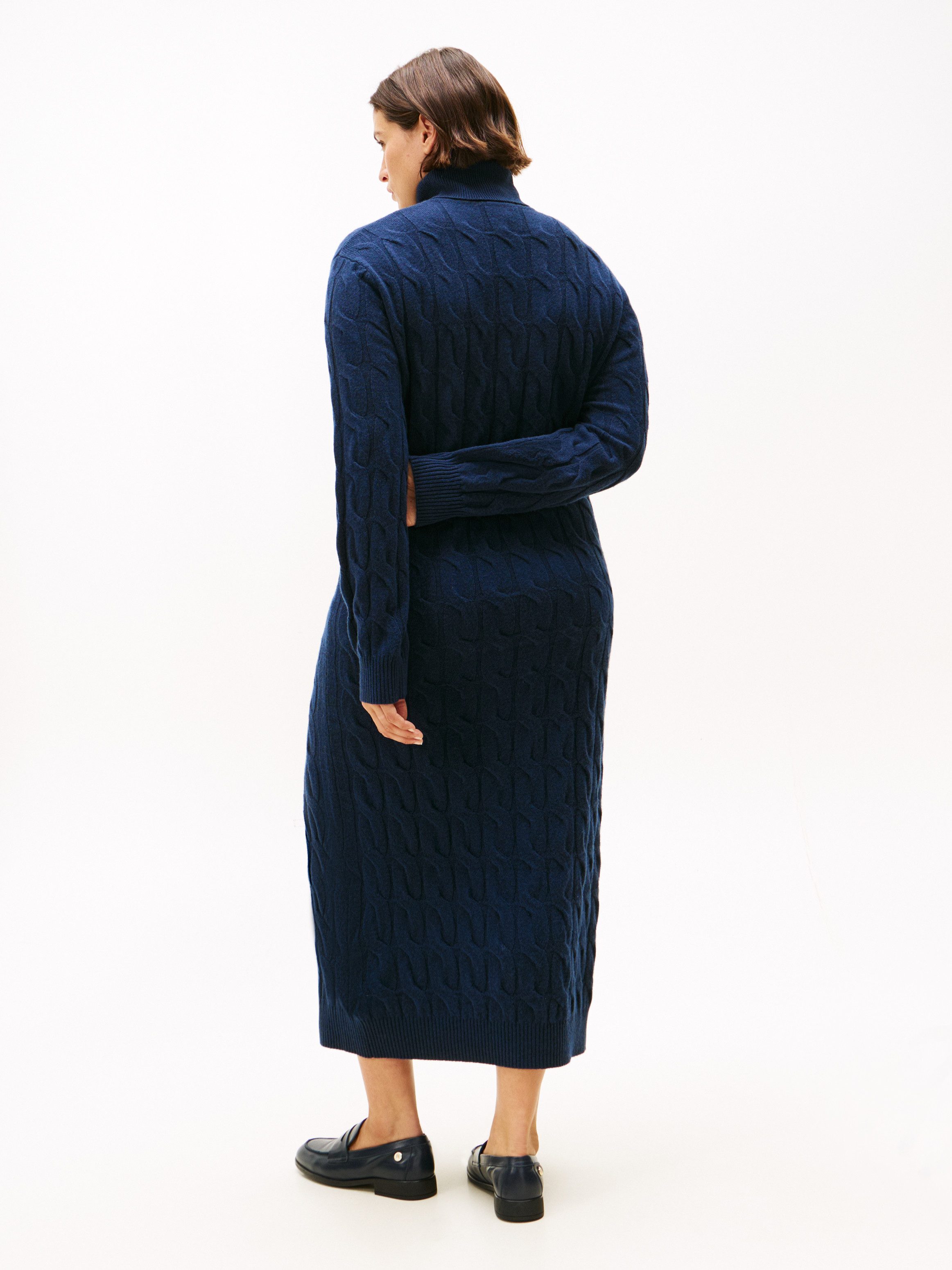 Tommy Hilfiger Curve Gebreide jurk CRV SOFT WOOL CABLE ROLL-NK DRS