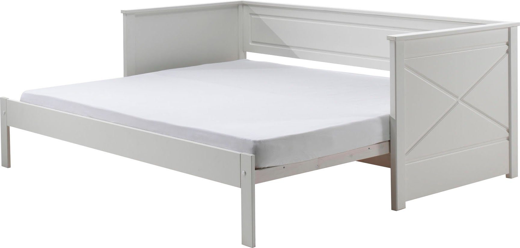 Vipack Bed Vipack Pino Hoogslaper LF 90x200 cm, uittrekbar tot 180x200 cm, uitvoering wit gelakt