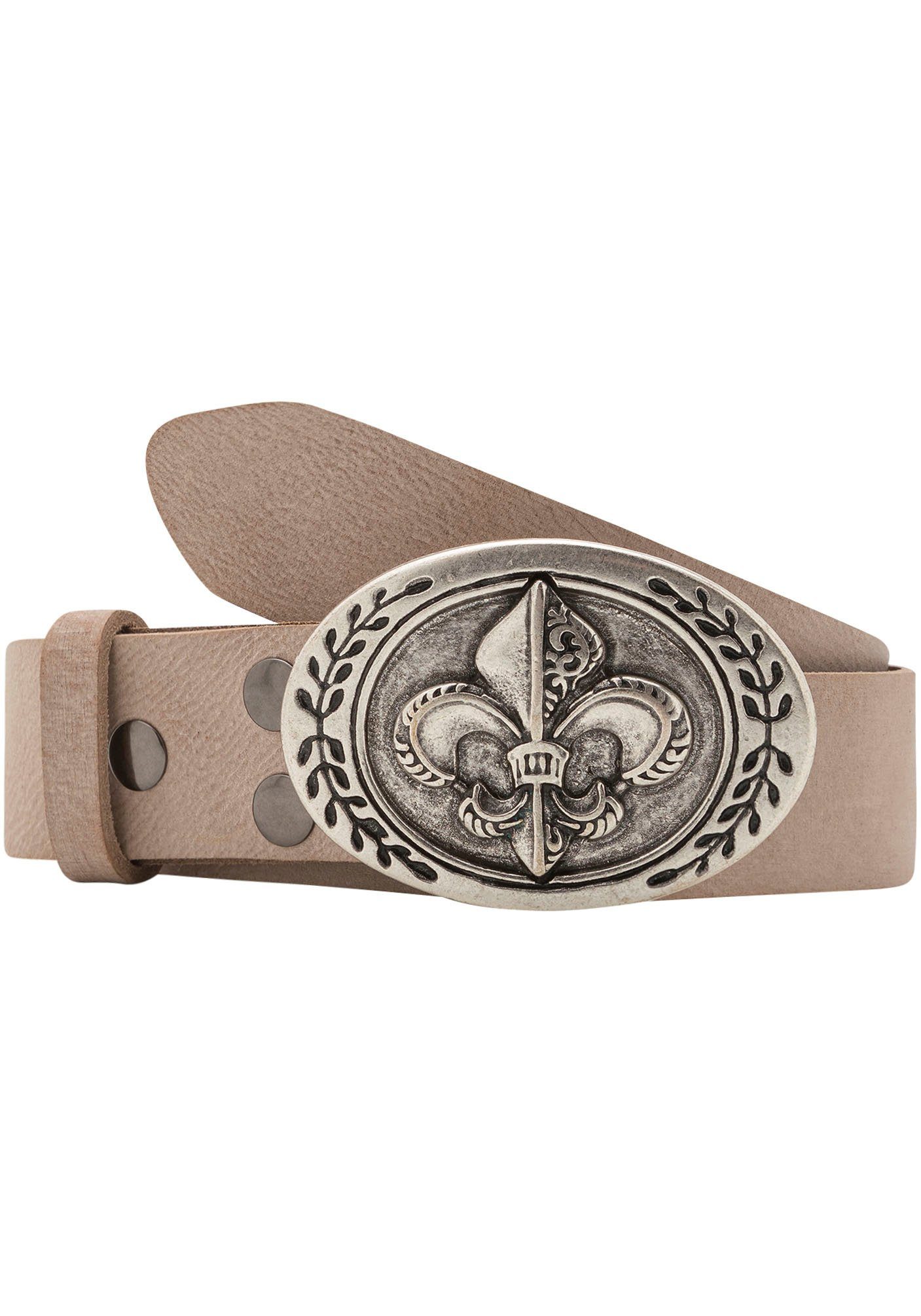 RETTUNGSRING by showroom 019° Leren riem met verwisselbare sluiting "lelie antiek zilverkleur" unisex riemen maat 120 bruin