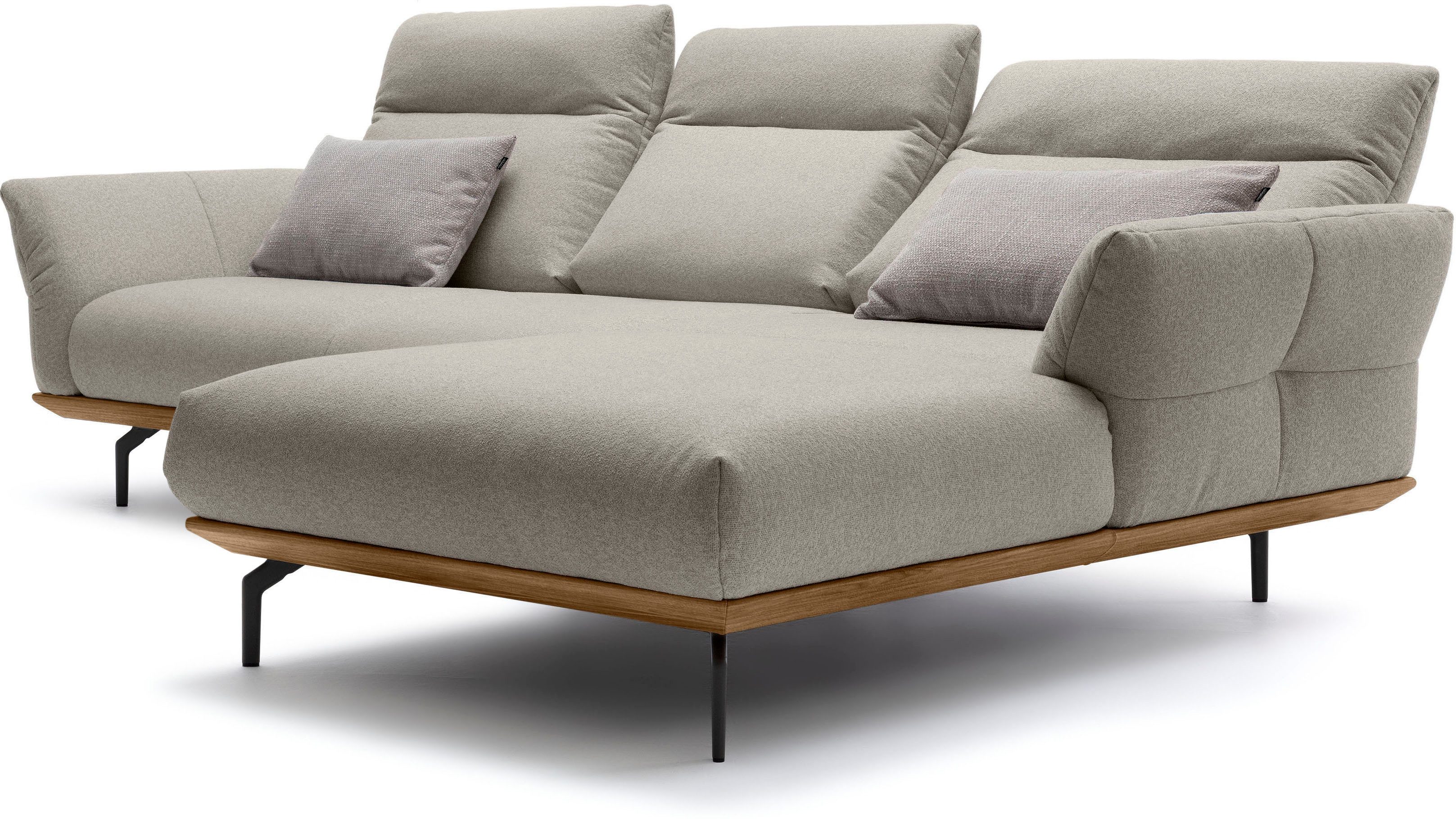 Creation BY ROLF BENZ Hoekbank Hs.460 Sokkel in walnotenhout, onderstel in umbra grijs, breedte 298 cm