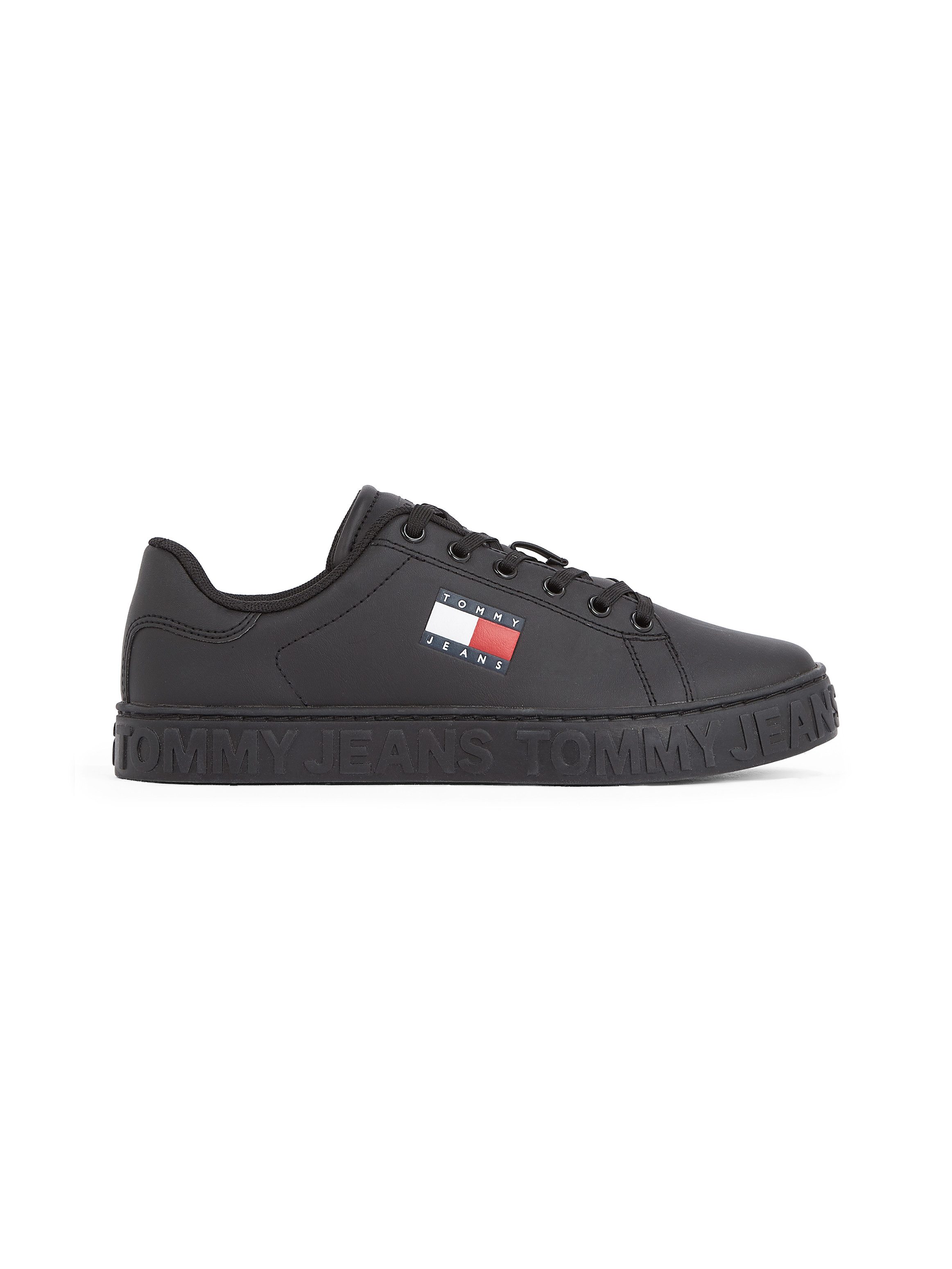 TOMMY JEANS Plateausneakers TJW LOGO OUTSOLE SNEAKER ESS vrijetijdsschoen, lage schoen, veterschoen met zijlogo-vlag