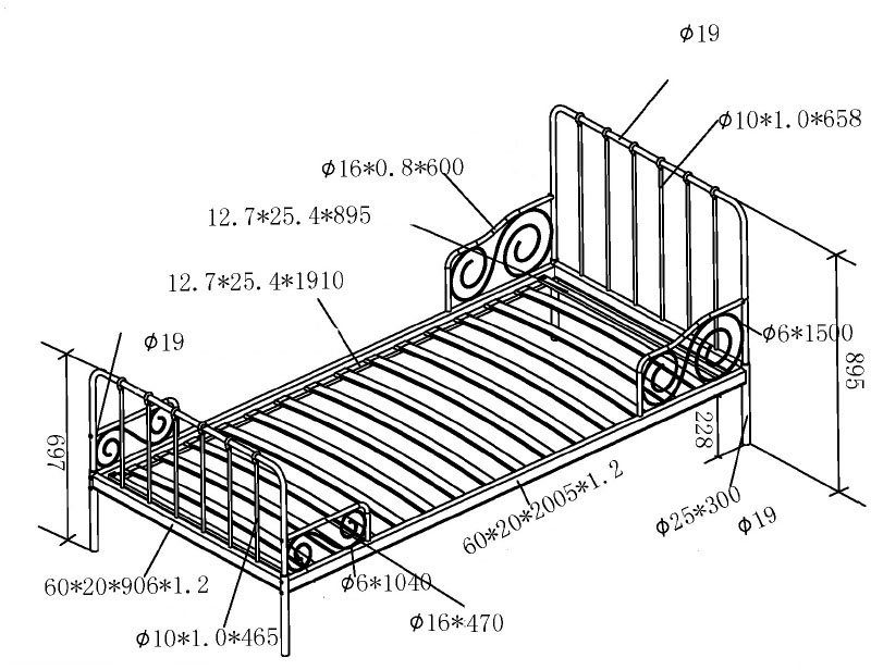 Vipack Kinderbed Alice Metalen bed, met lattenbodem
