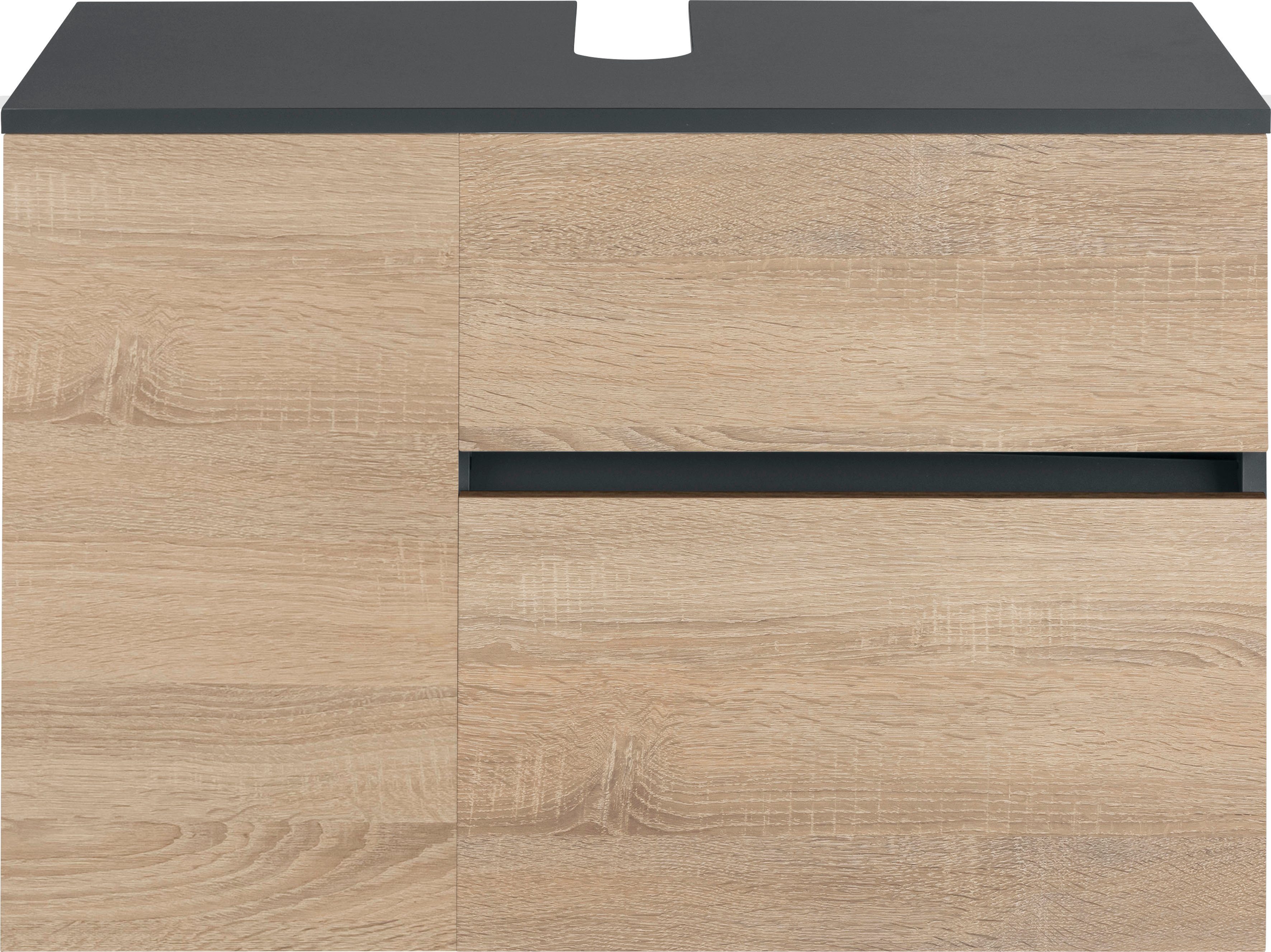 Home affaire Wastafelonderkast Wisla voor wandmontage, sifonaansluiting, push-to-open functie, breedte 80 cm