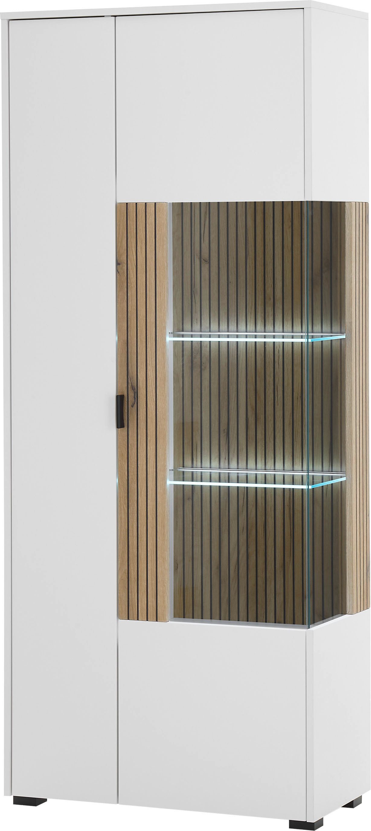 INOSIGN Vitrinekast Hudson, opberghangkast in moderne trendkleur, handgrepen van metaal (zwart), hoogte 180 cm