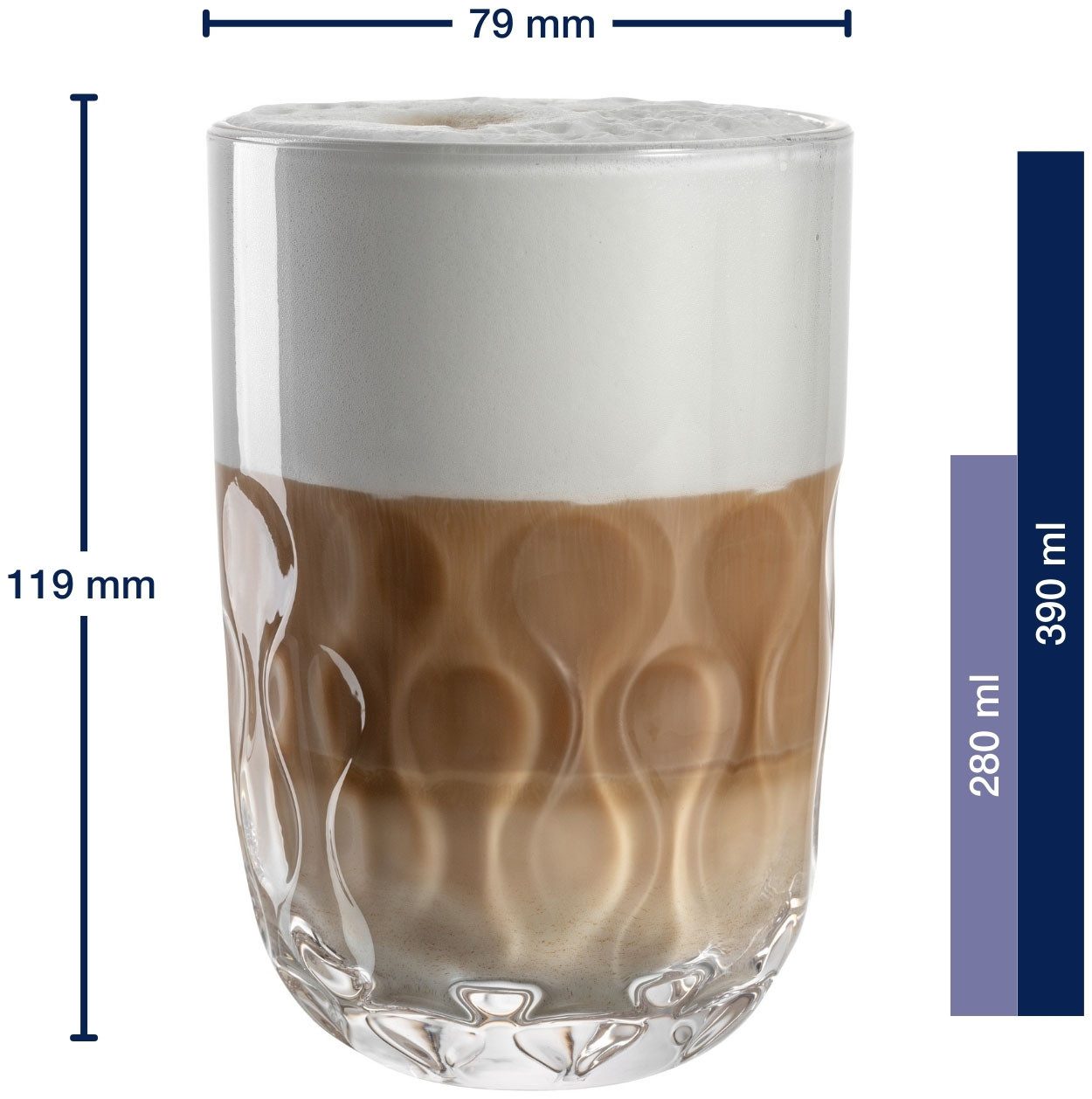 LEONARDO Latte macchiato glas GOCCE, 380 ml, 6-stuks set (set)