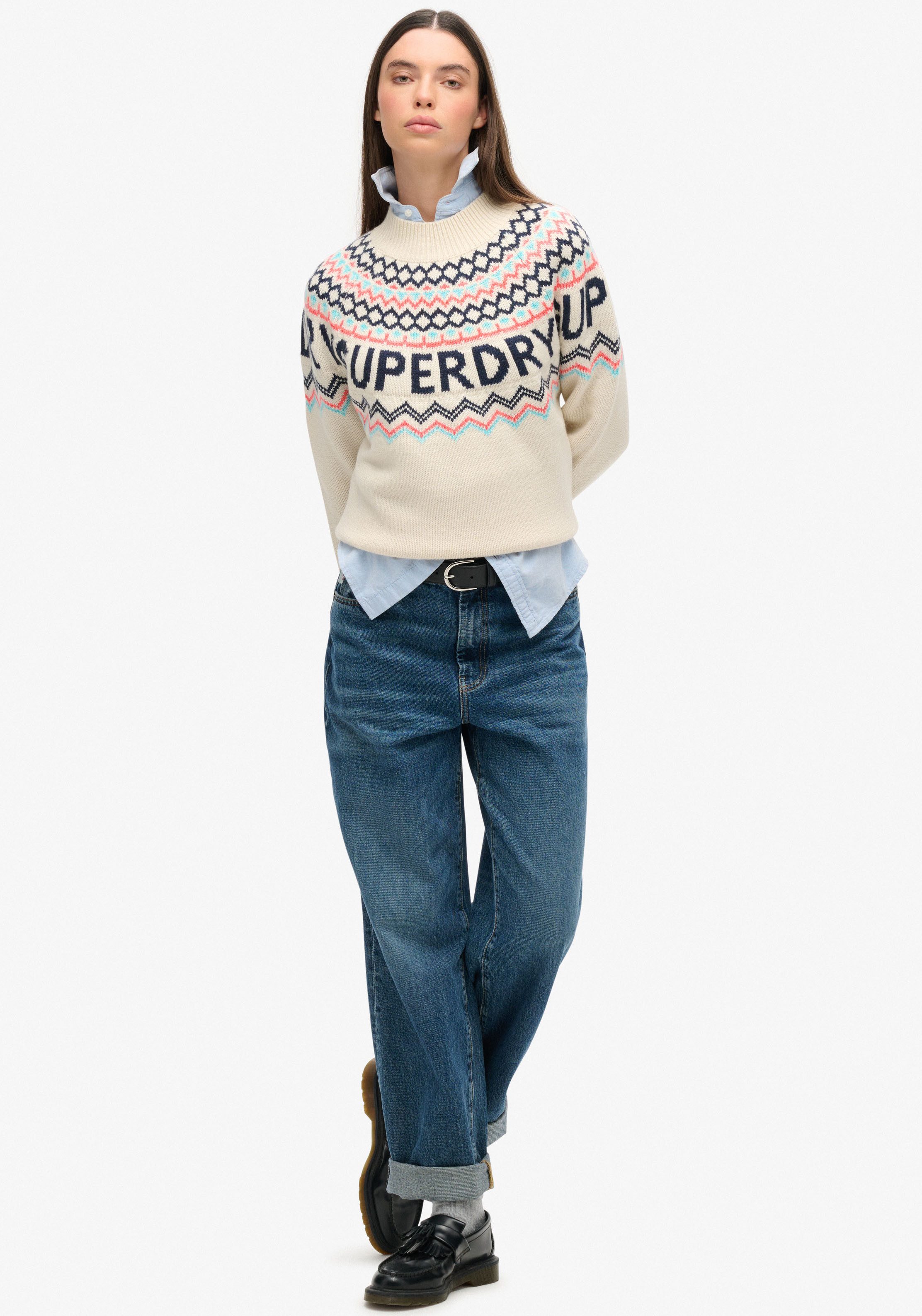 Superdry Gebreide trui FAIRISLE BRANDED JUMPER
