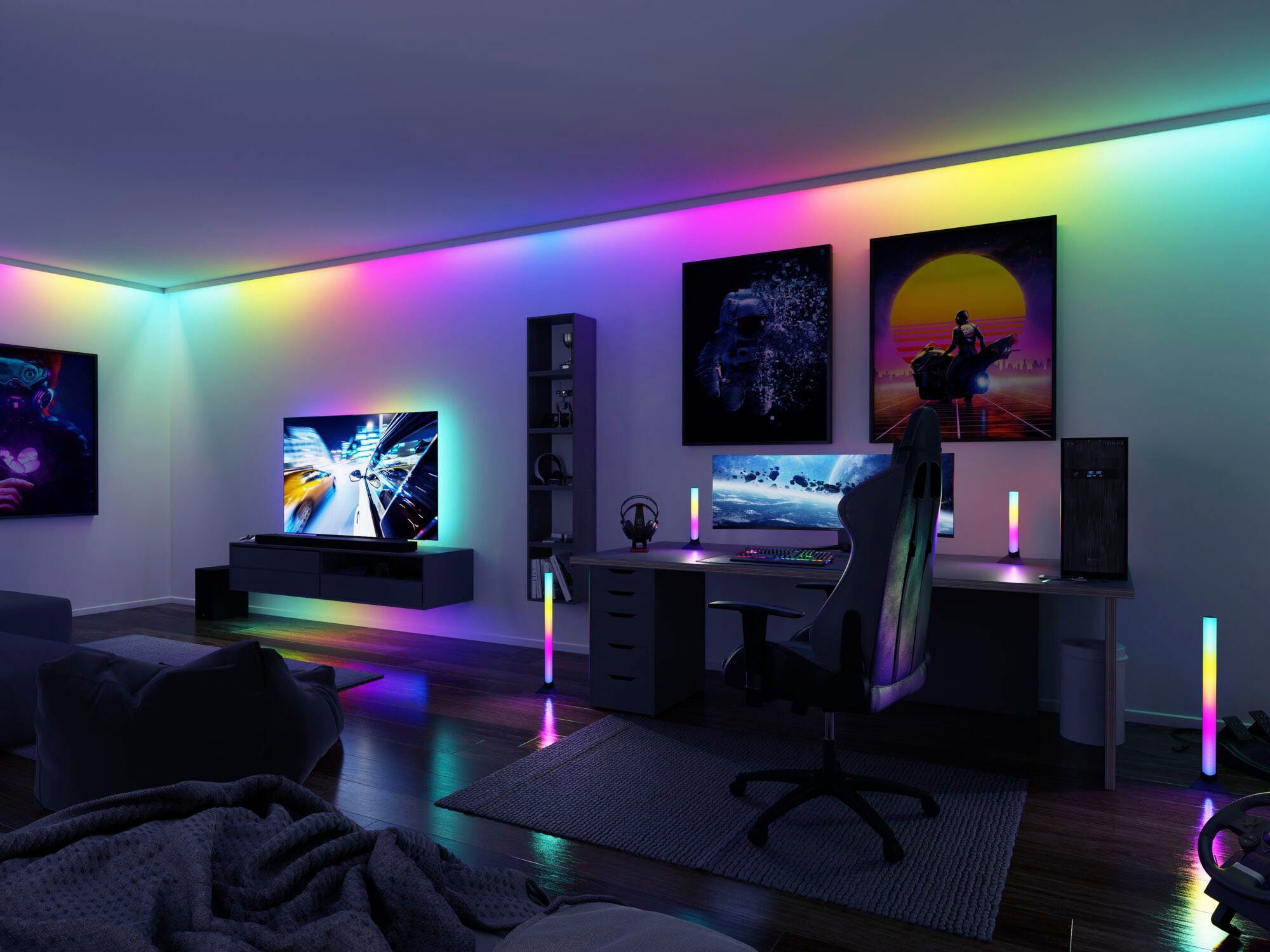Paulmann Led-strepen USB LED Strip TV-Verlichting 65 Inch 2,4m Dynamic Rainbow RGB 4W (1 stuk)