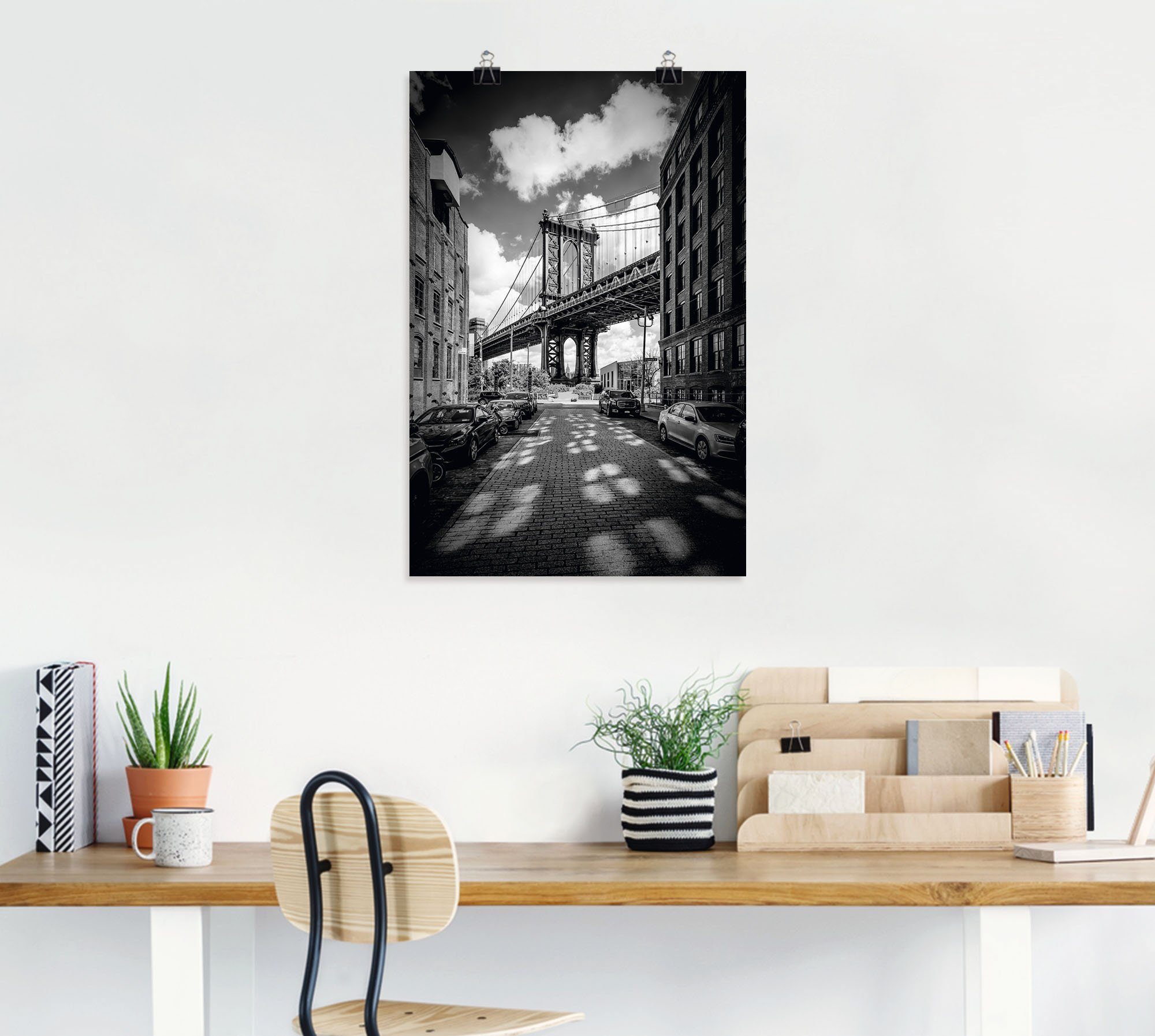 Artland Artprint Manhattan Bridge in Brooklyn, New York als artprint op linnen, poster in verschillende formaten maten