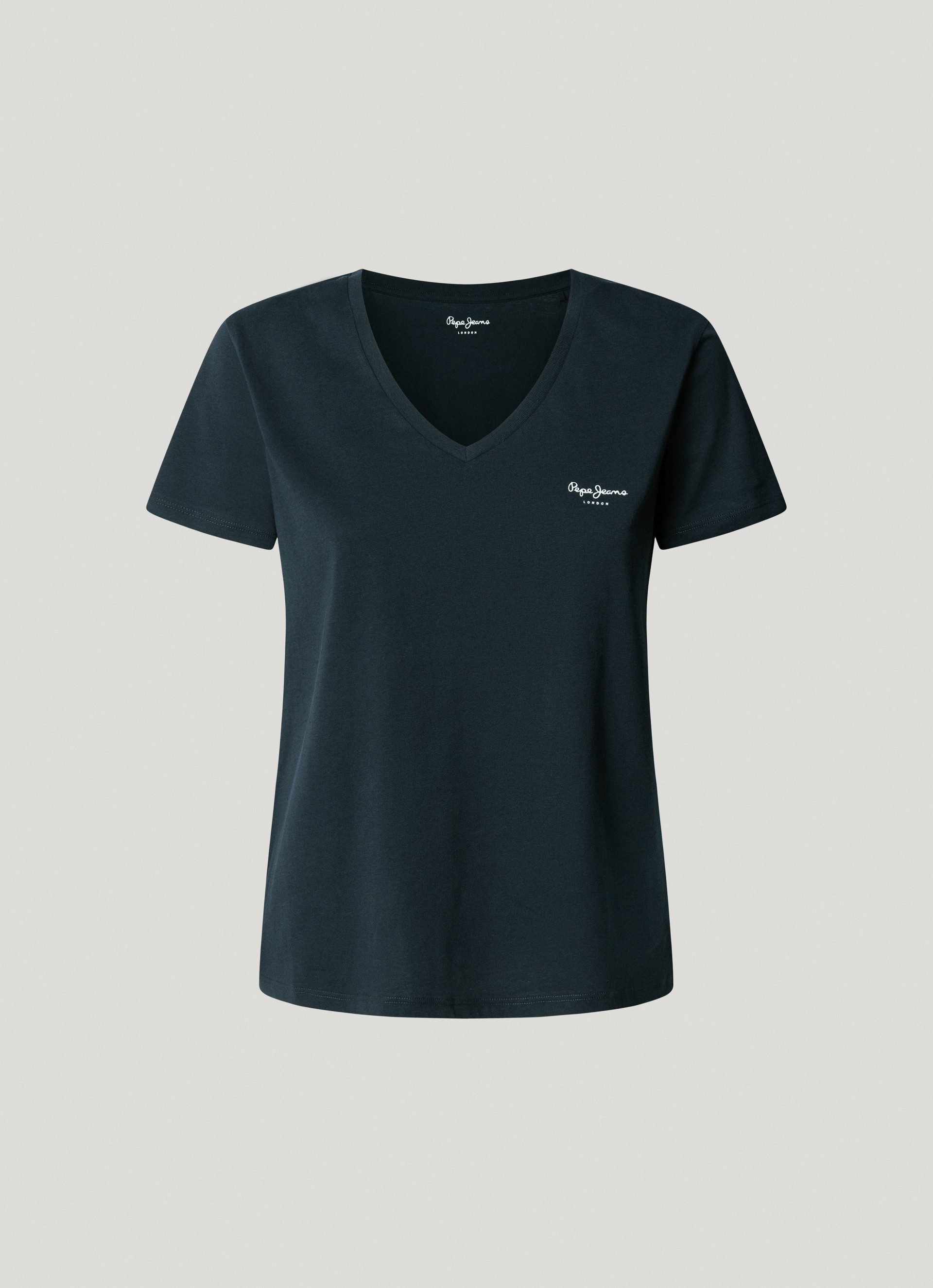 Pepe Jeans Shirt met V-hals MACY V-NECK met een logo-opschrift
