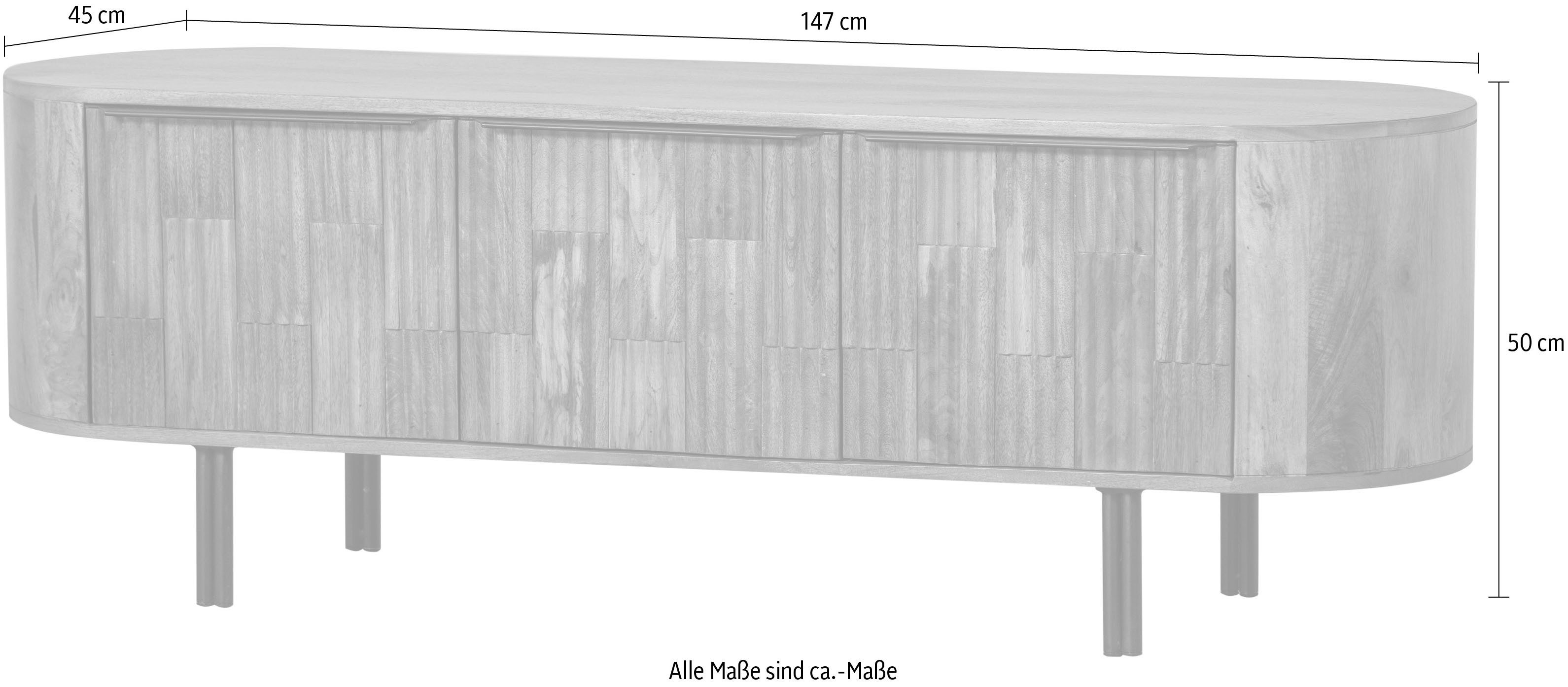 WOOOD Tv-meubel Effortless TV-dressoir Commode met drie deuren en twee opbergvakken, H 50 cm x B 147 cm
