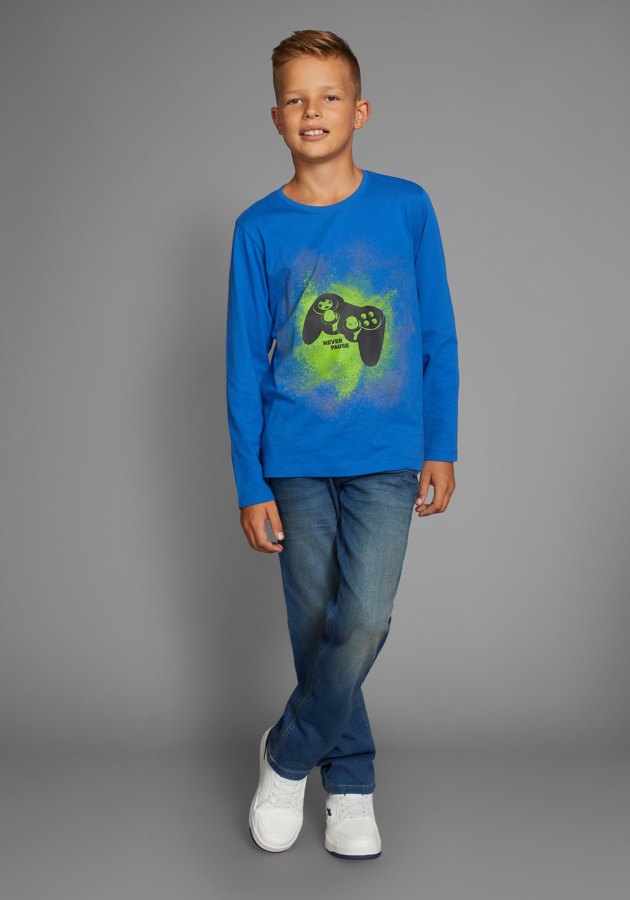 KIDSWORLD Shirt met lange mouwen Gamer Langarm, basic pasvorm, met trendy opdruk