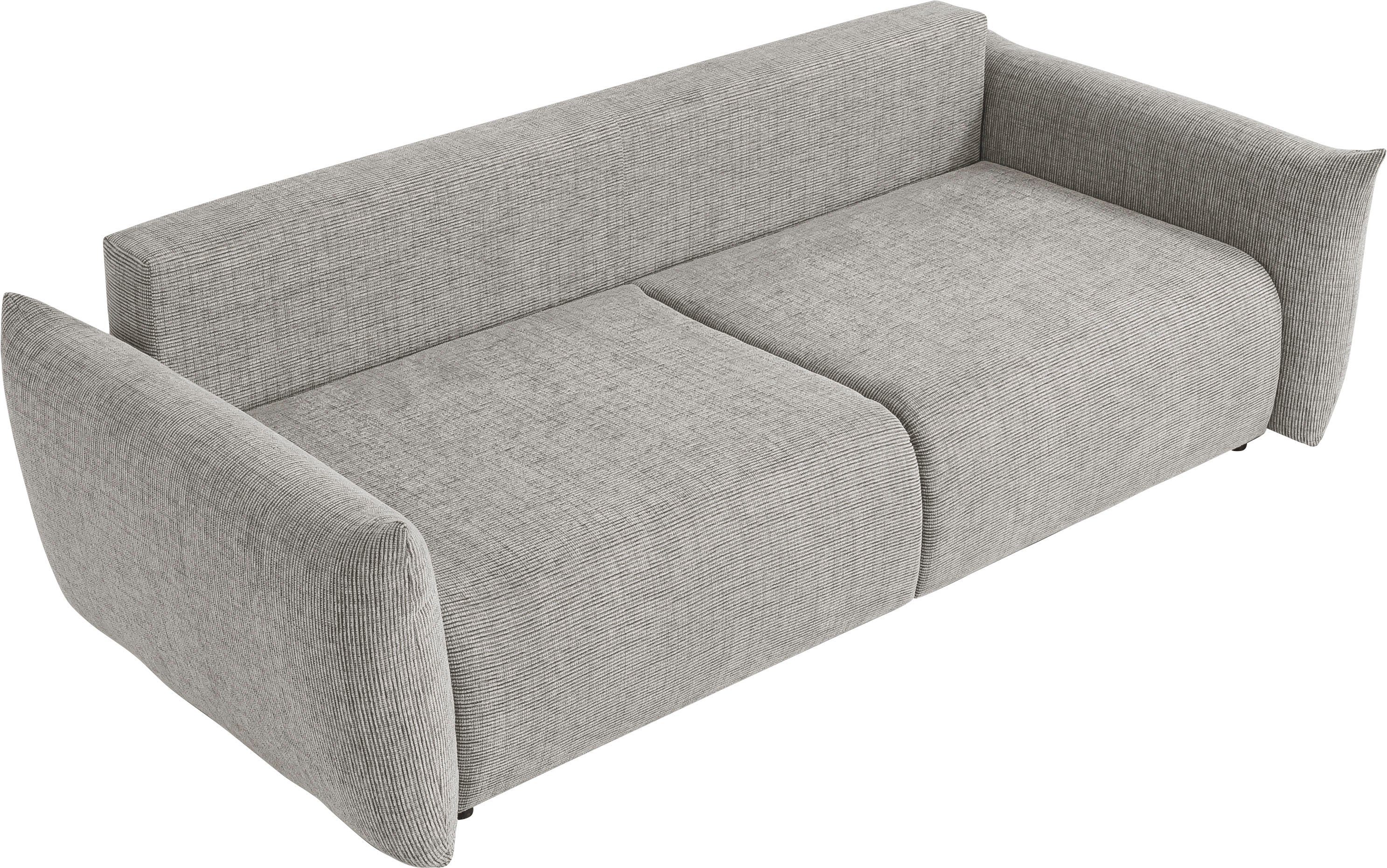 INOSIGN 3-zitsbank MAVAS slaapbank met bedlade ca. 240/108 cm (ligoppervlak 212/145 cm), ribfluweel, chenille, structuur