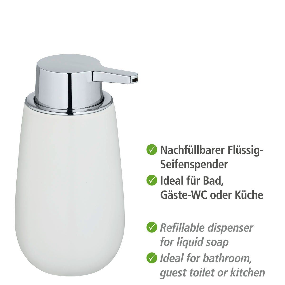 WENKO Zeepdispenser Badi Wit, keramiek, 320 ml (1-delig)