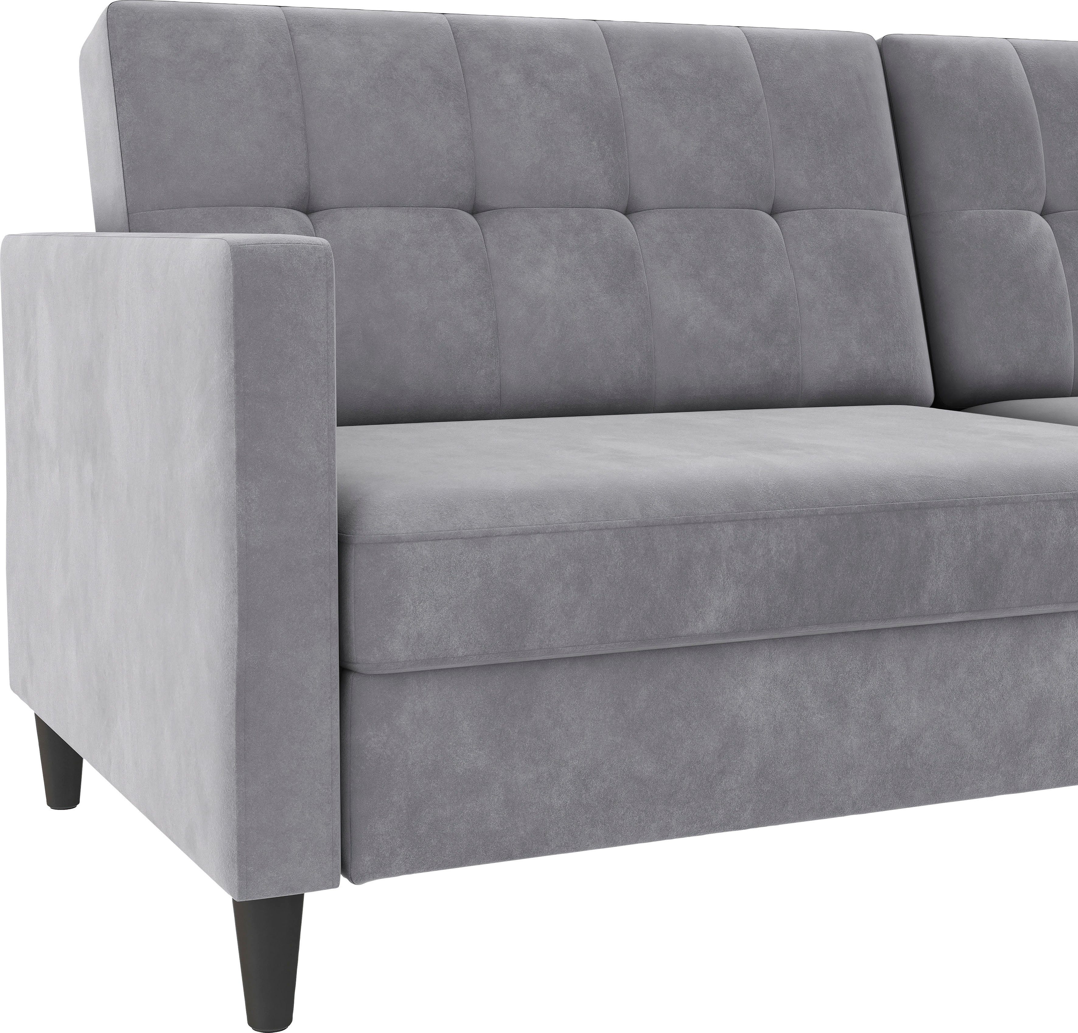Dorel Home 3-zitsbank Hartford II Slaapfunctie, rugleuning 2-delig, 3-voudig verstelbaar, zithoogte 43 cm