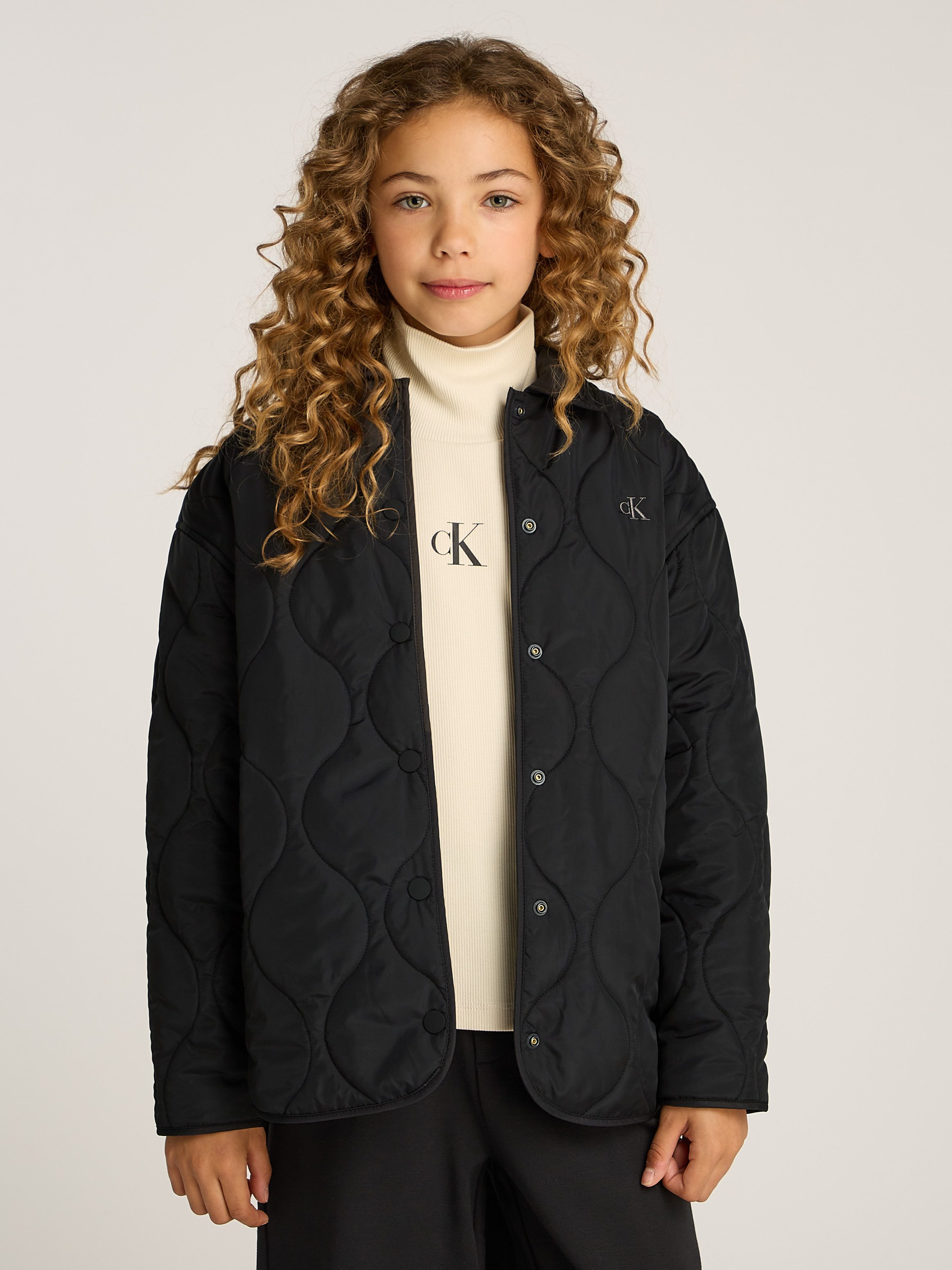 Calvin Klein Gewatteerde jas QUILTED OVERSHIRT voor kinderen tot 16 jaar met logo-opdruk