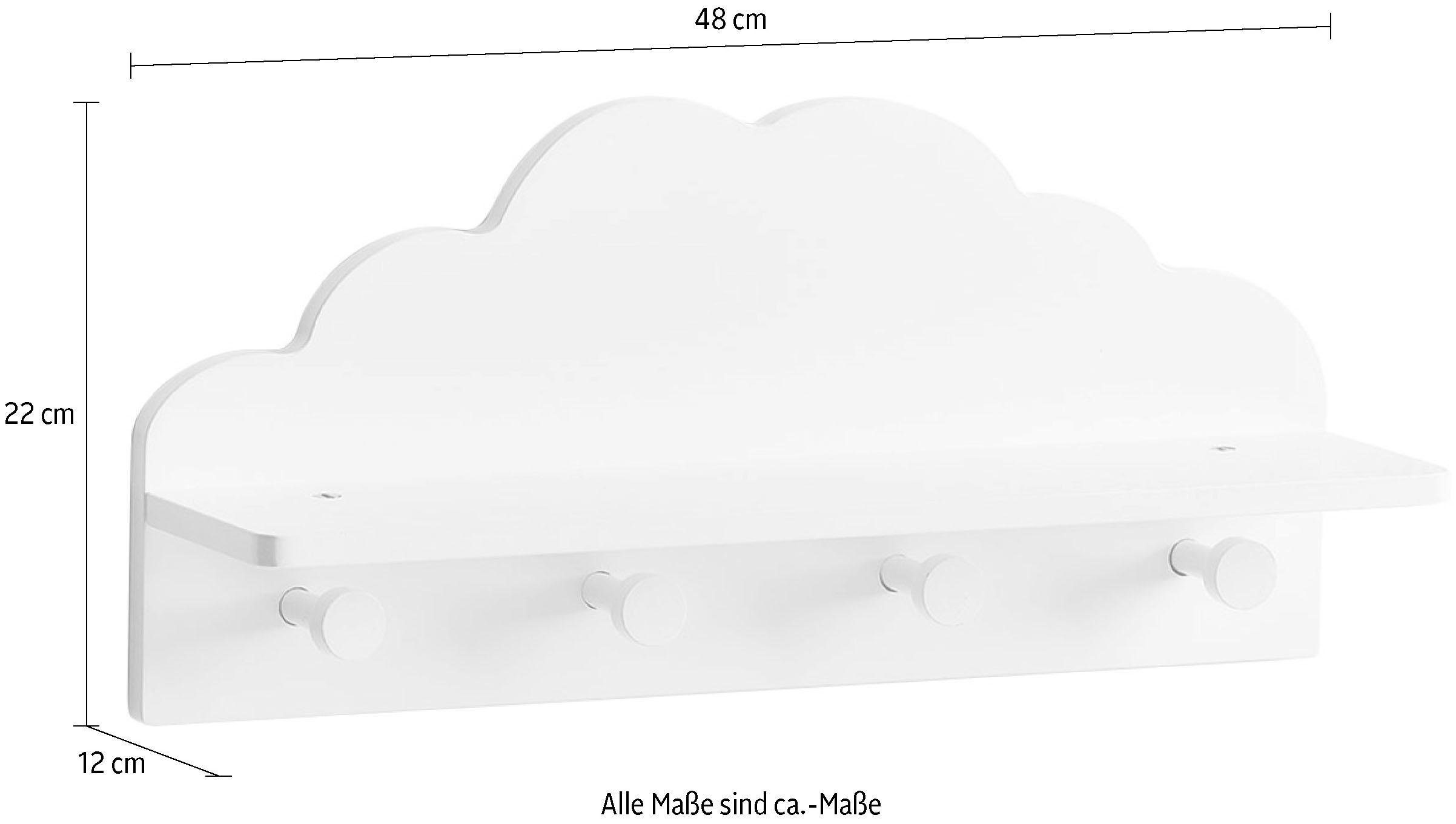 Zeller Present Kapstok Wolk praktische wandgarderobe voor kinderjassen in wolkenontwerp