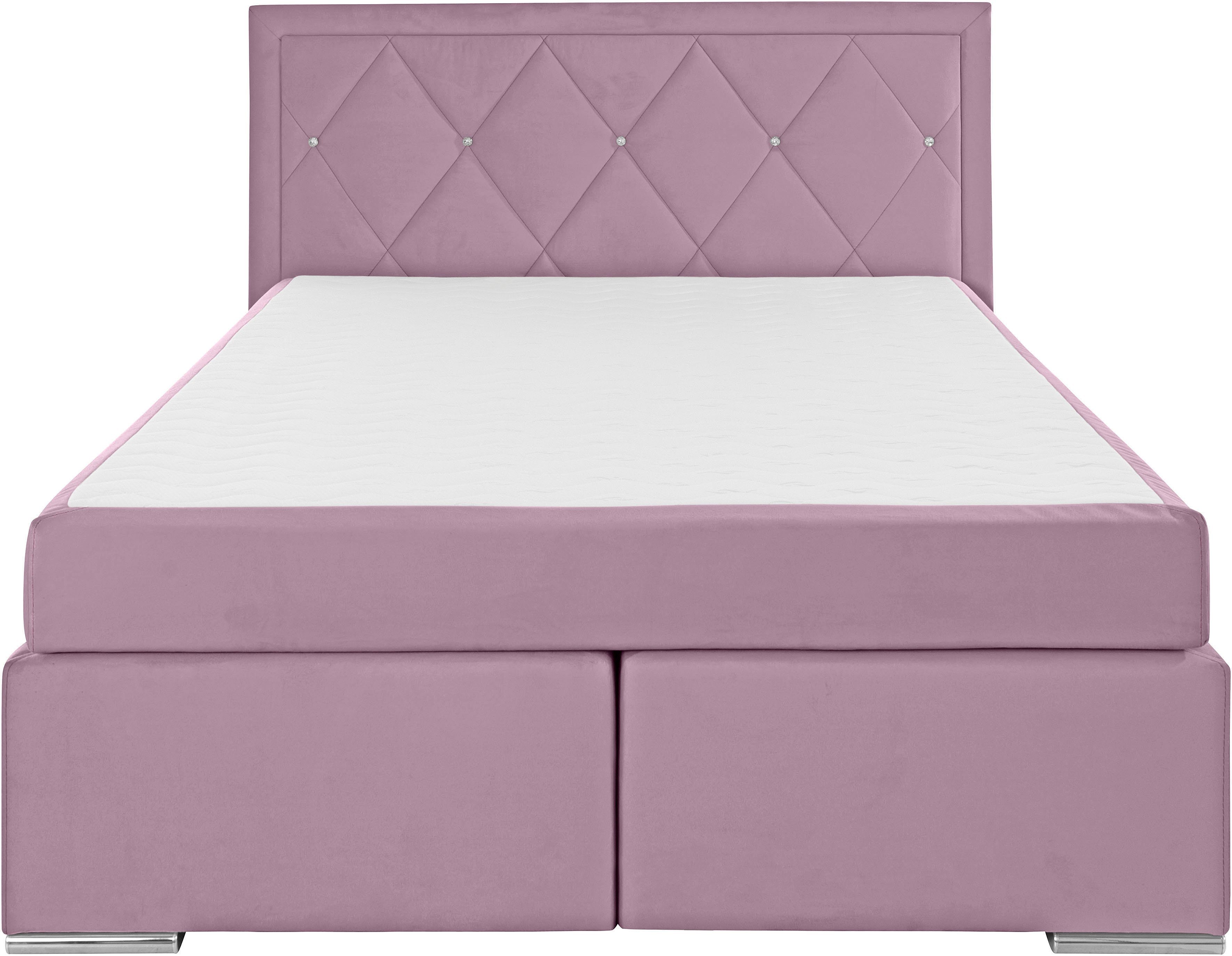 Leonique Boxspring Alfie, bestseller, optioneel met bedlade met strassteentjes in het hoofdbord, h2, h3 en h4 ter keuze
