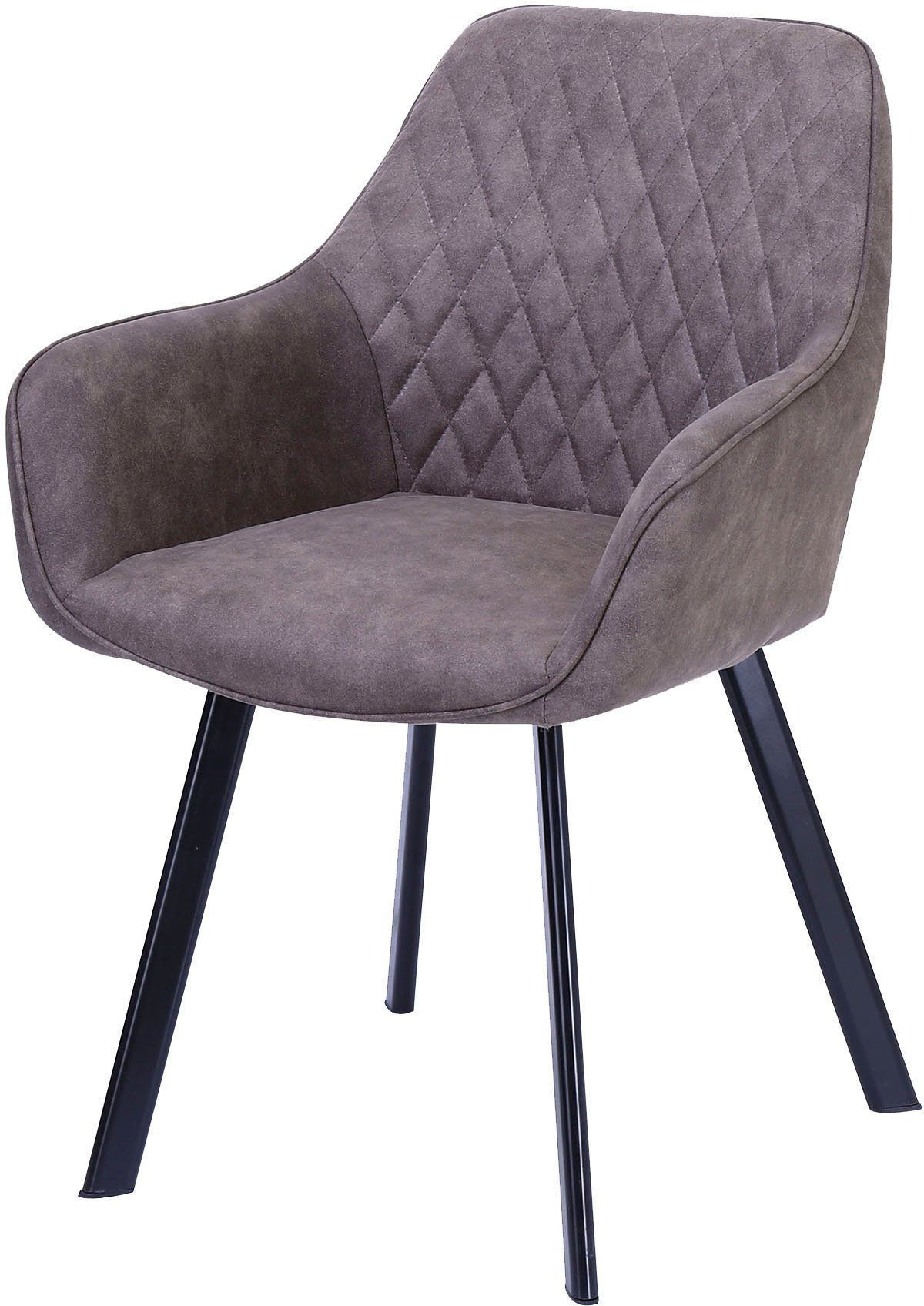 SalesFever Stoel met armleuningen Rugleuning met ruitstiksel (set, 2 stuks)