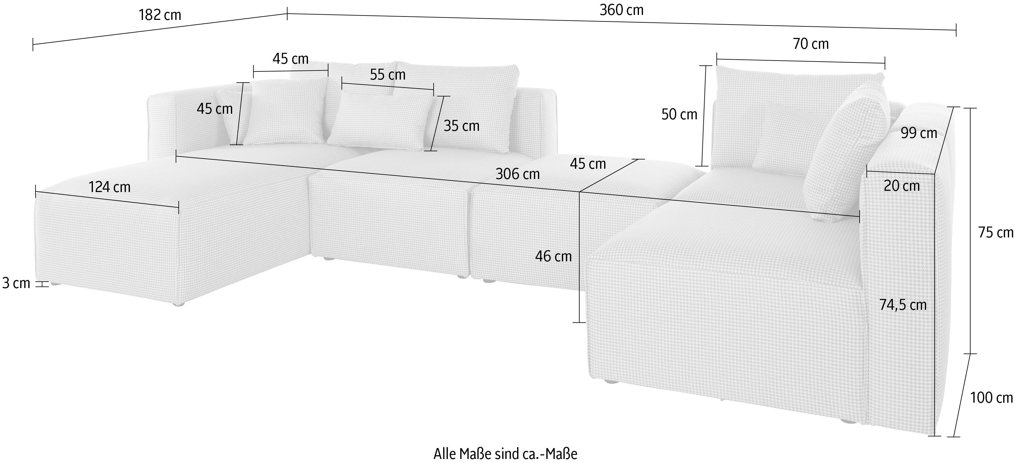 Guido Maria Kretschmer Home&Living Zithoek Comfine U-vorm samengesteld van modules, in 3 stoffen en vele kleuren