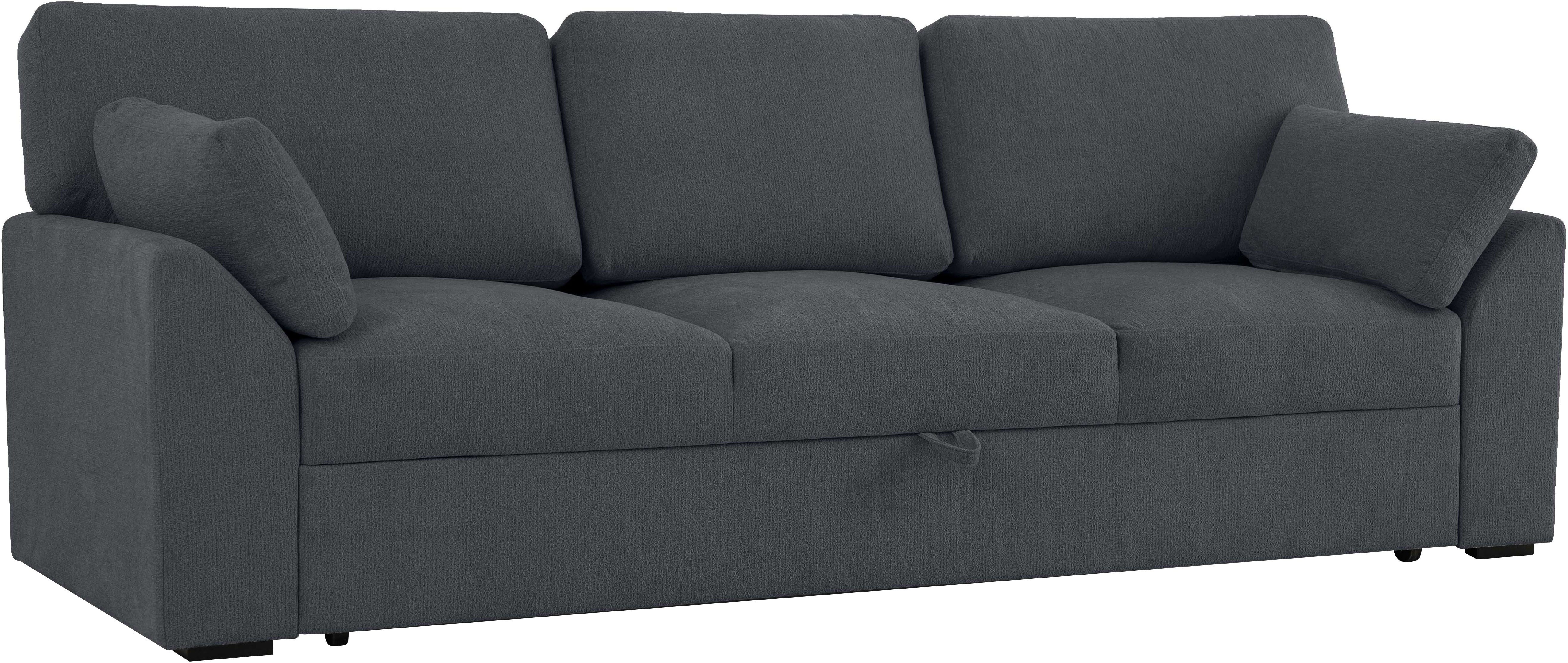 Home affaire 3-zitsbank Citry Breedte 233 cm, chenille, met bedfunctie, ligoppervlak 144x190 cm