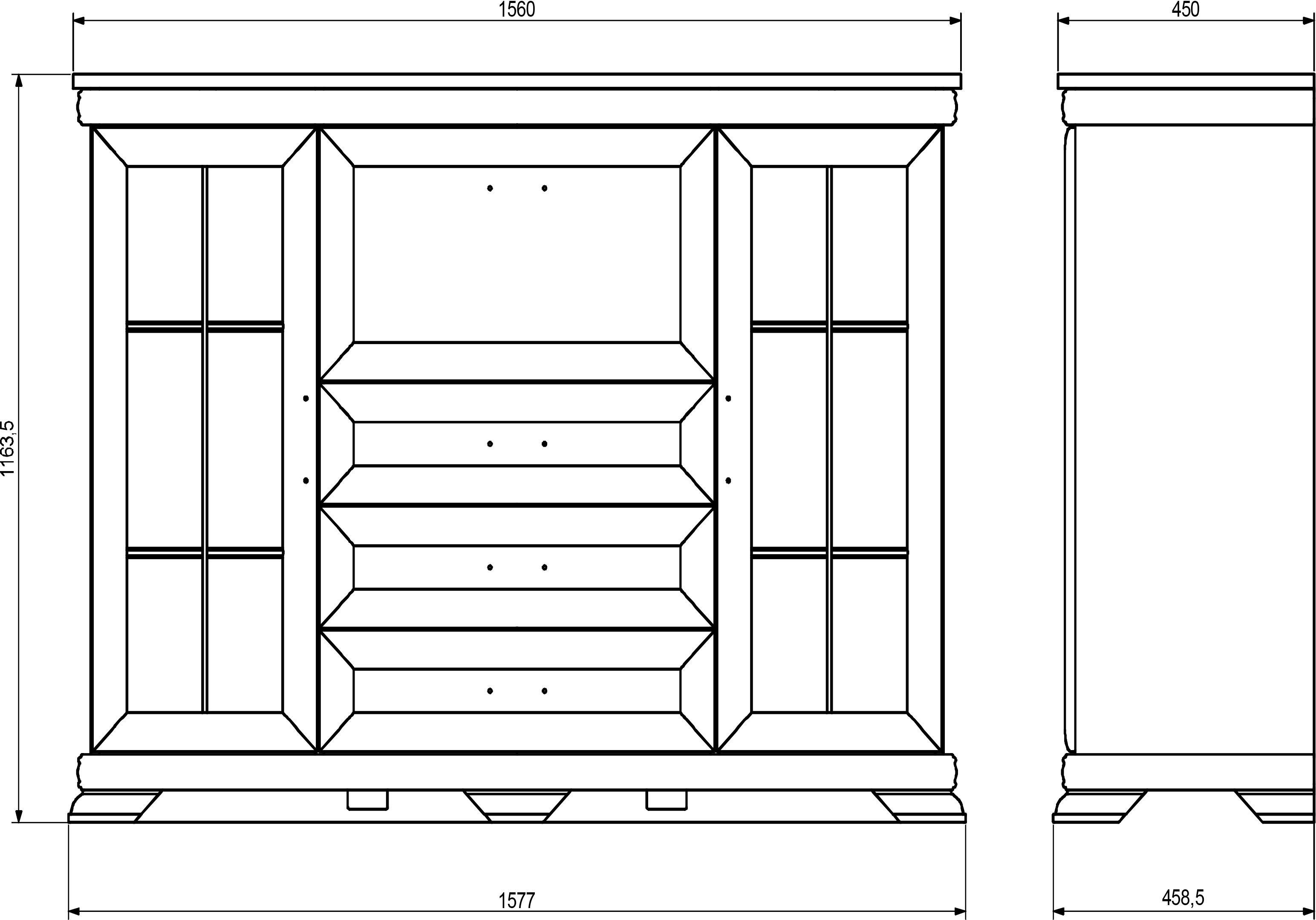 Home affaire Highboard Royal Breedte ca. 158 cm