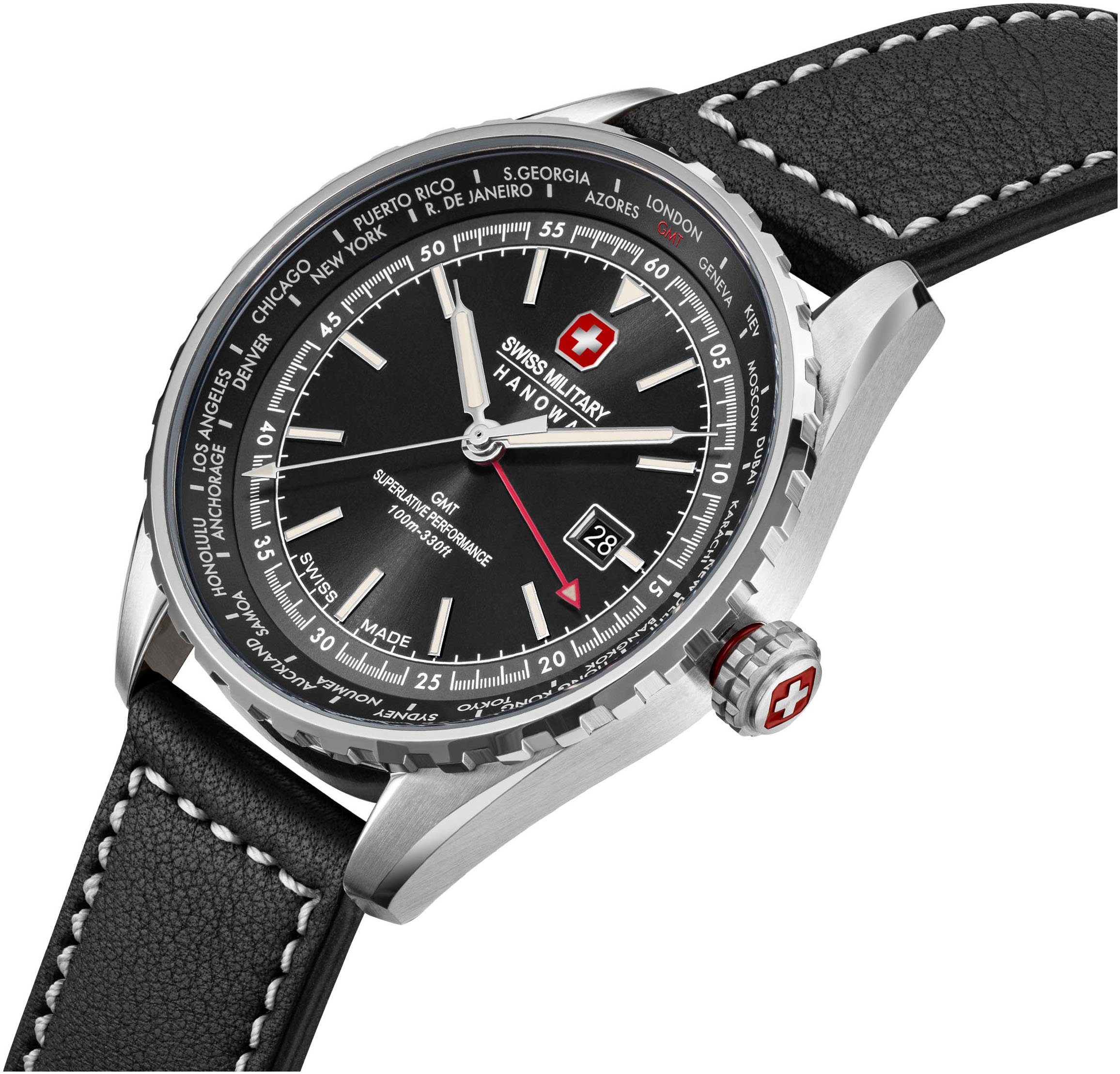 Swiss Military Hanowa Kwartshorloge AFTERBURN GMT Horloge, herenhorloge, Swiss Made, datum, saffierglas