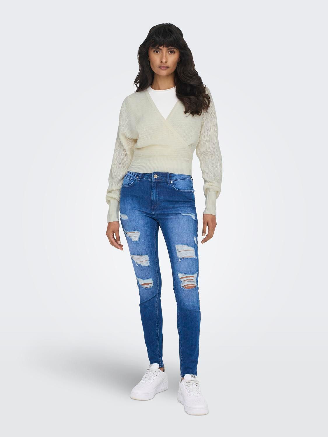 Only Trui met V-hals ONLELINA LS V-NECK PULLOVER EX KNT
