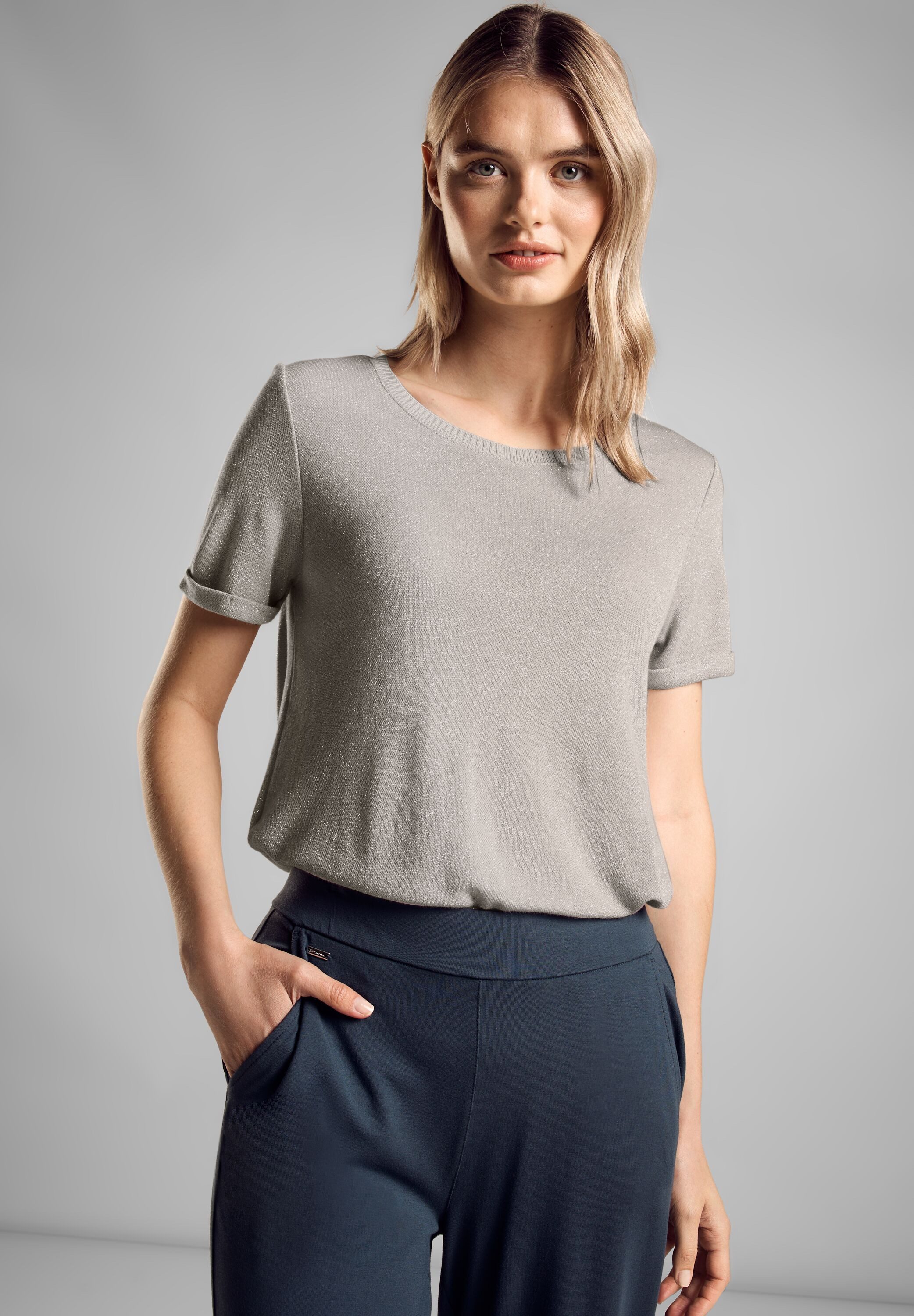 STREET ONE T-shirt met glanzend effect