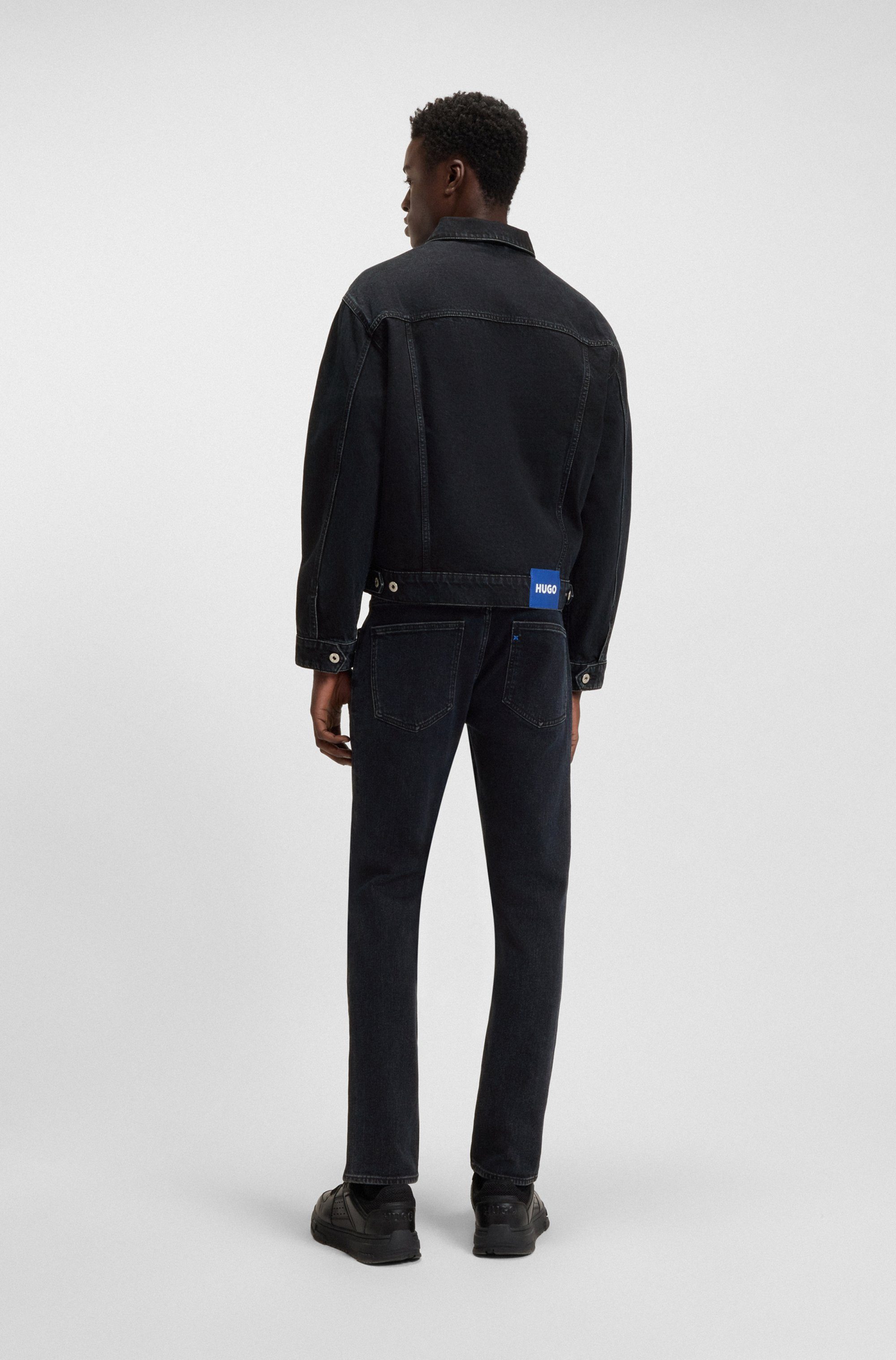 HUGO Blue Jeansjack Dex met logodetails