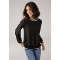 laura scott blouse zonder sluiting met contrasterende band van glansgaren - nieuwe collectie zwart