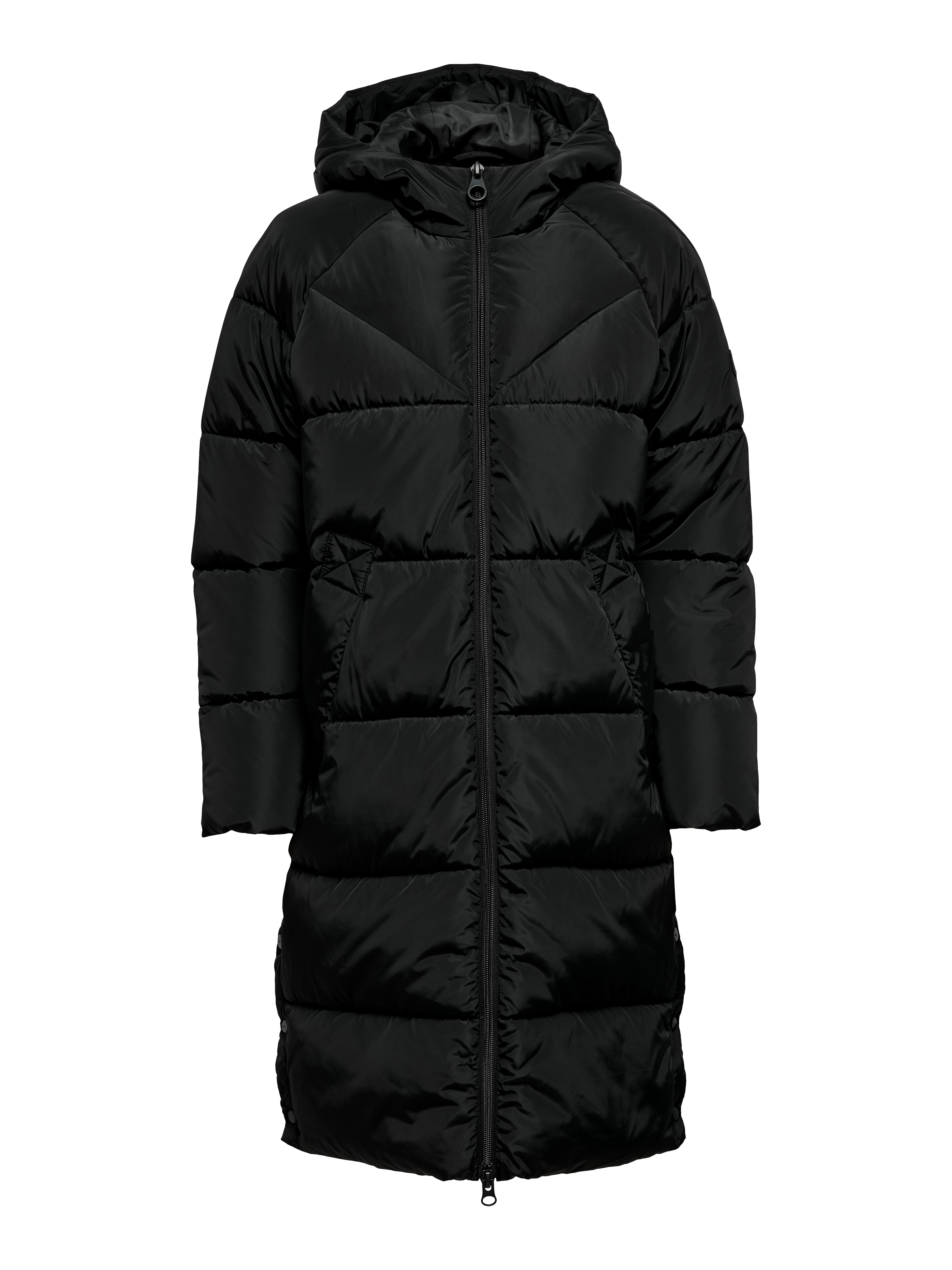 Only Gewatteerde jas ONLAMAND LONG PUFFER COAT CS OTW met capuchon en praktische 2-weg rits
